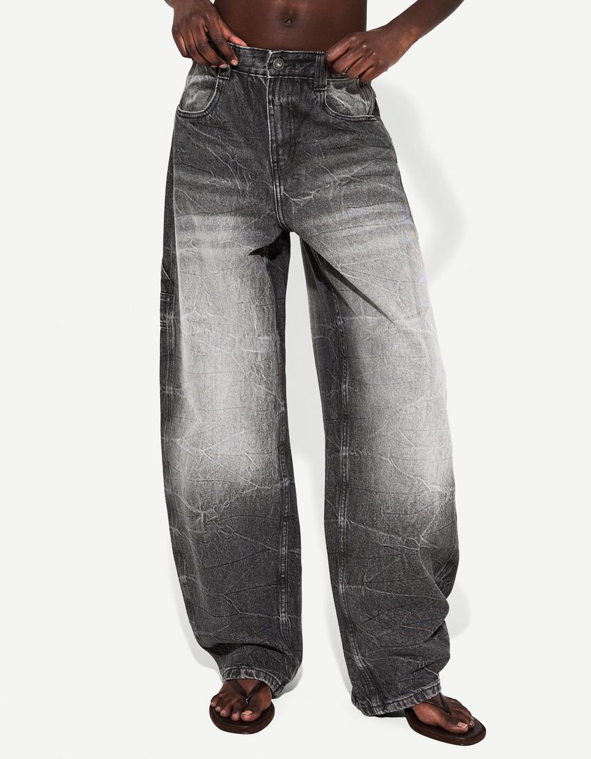 Jeans balloon carpenter ajustable-Negro