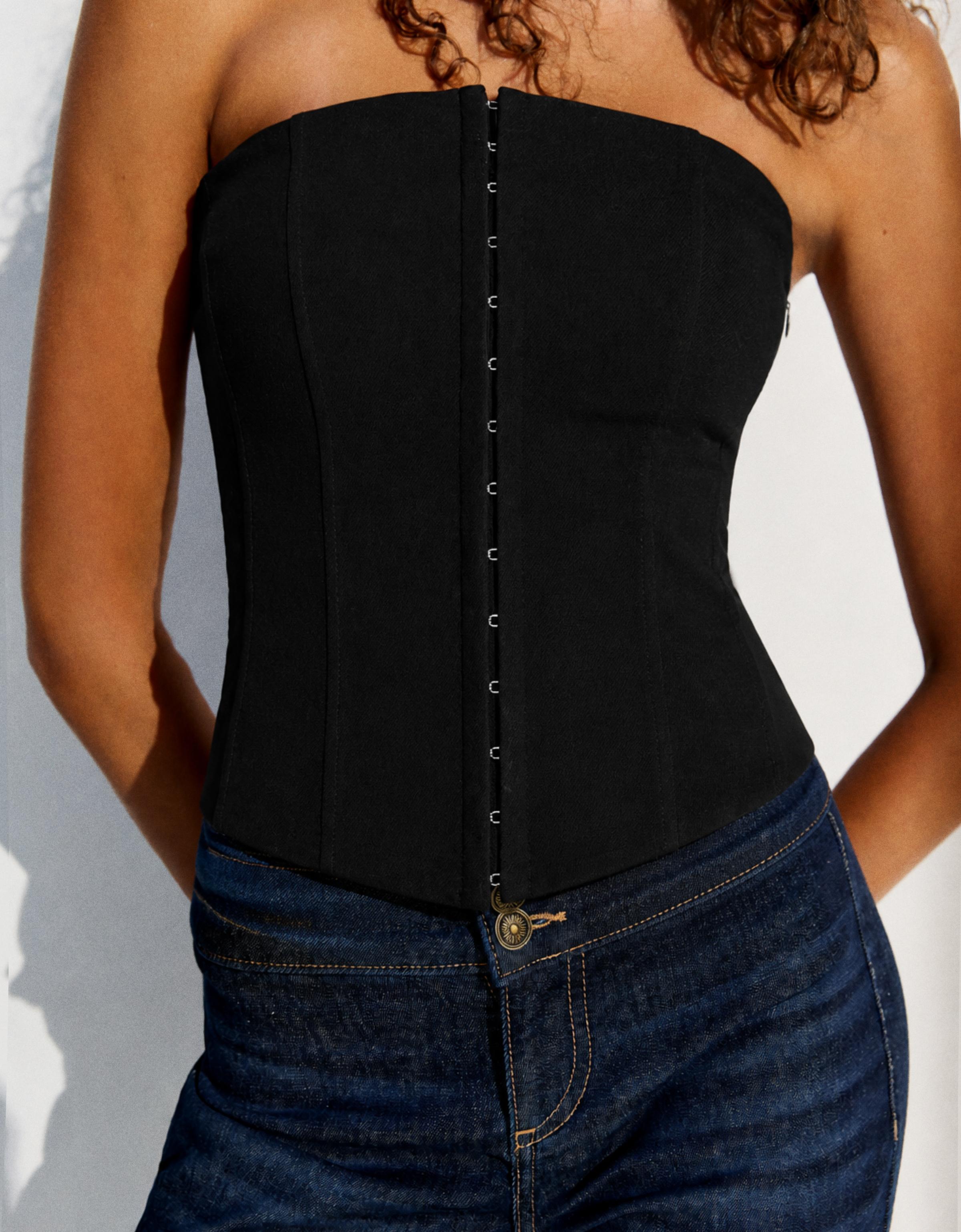 Corset bandeau top — Black