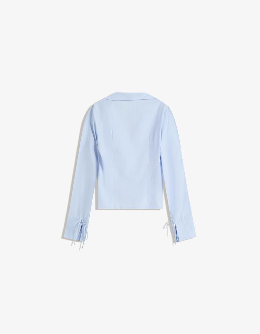Chemise cintrée à nouer-Bleu clair-4