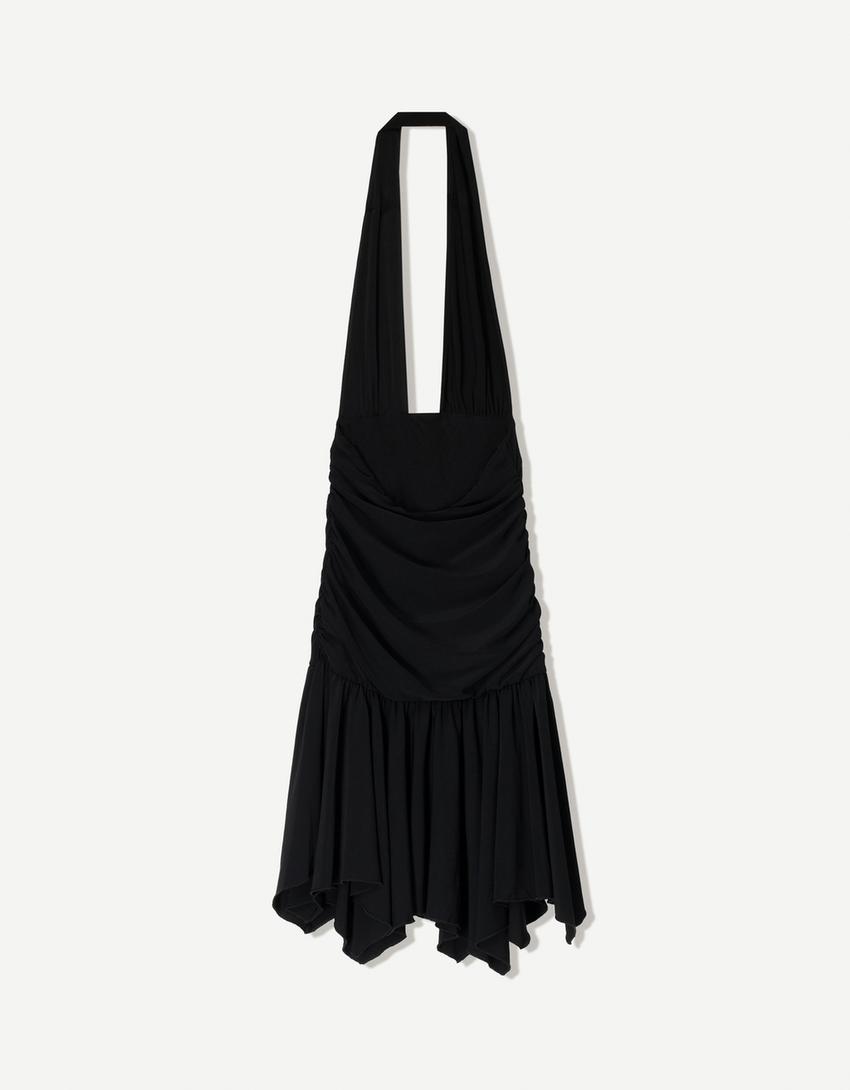 Vestido mini volantes-Negro
