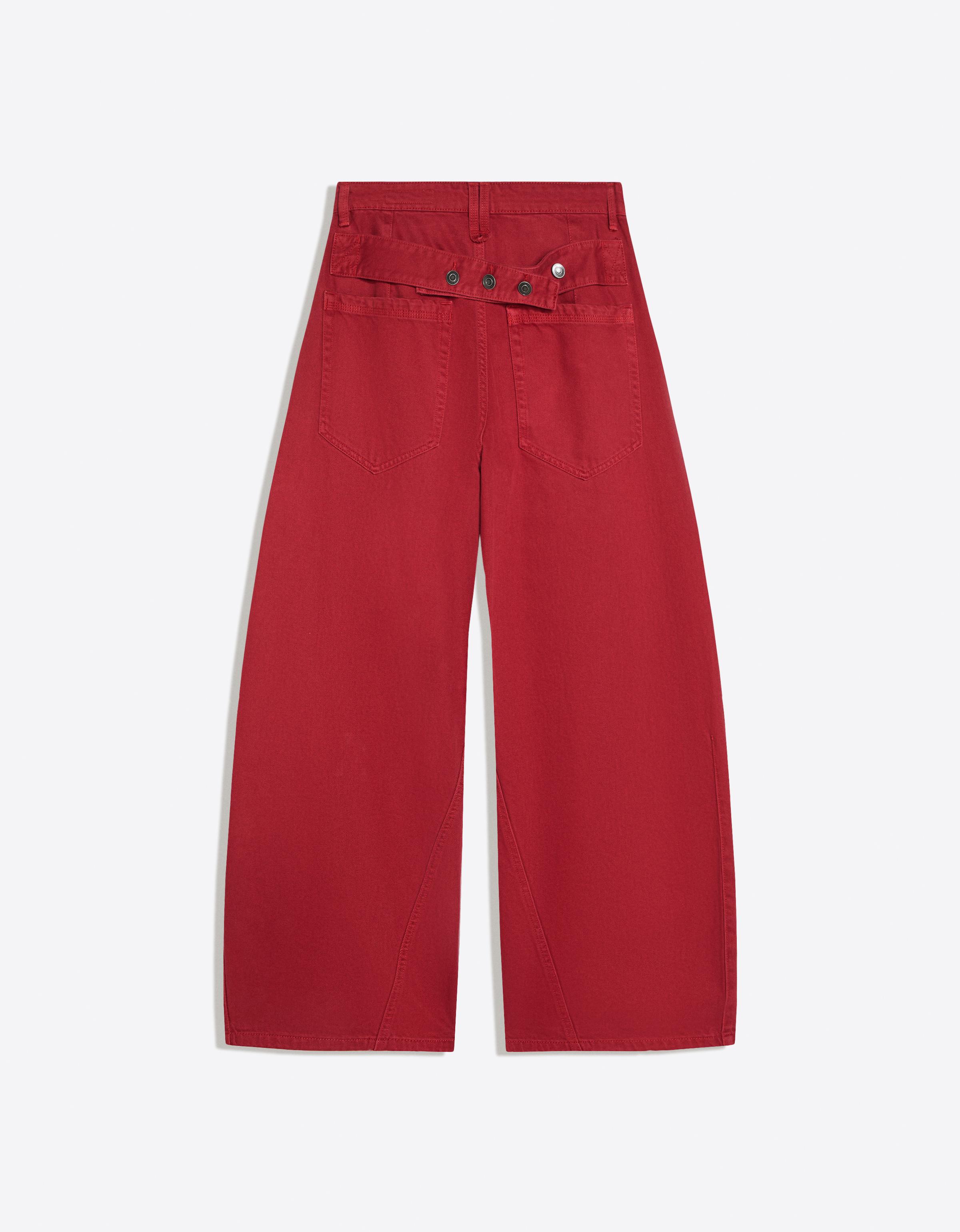 Barrel trousers with back buckle — Red