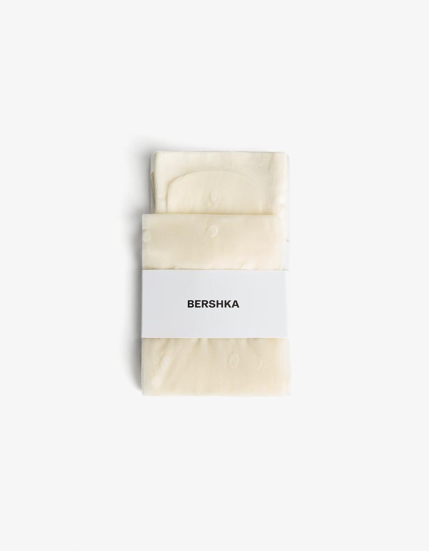 Collants maille plumetis-Blanc