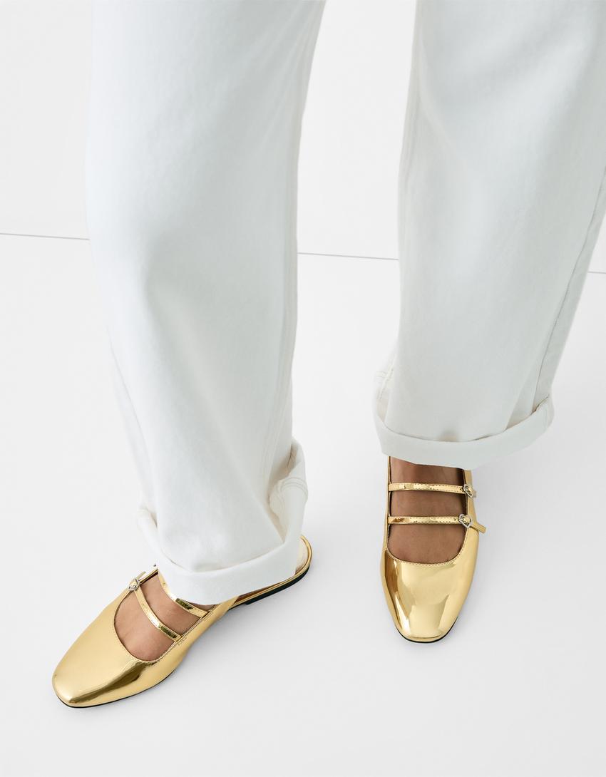 Ballerines type Mary Jane boucles-Or-1