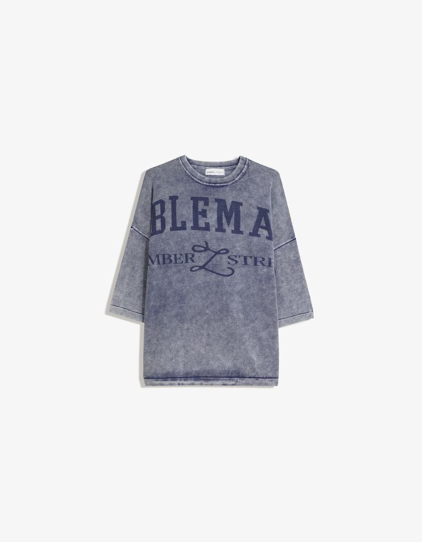 Camiseta manga corta print-Azul