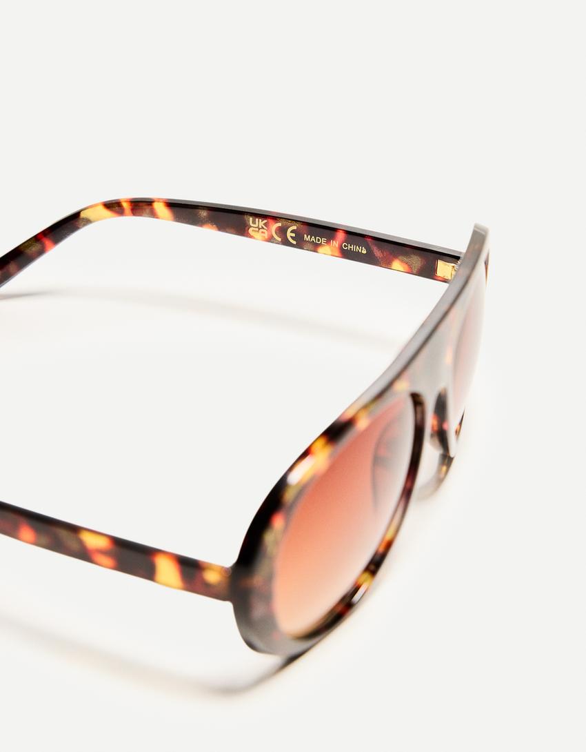 Lunettes monture épaisse-Marron-3