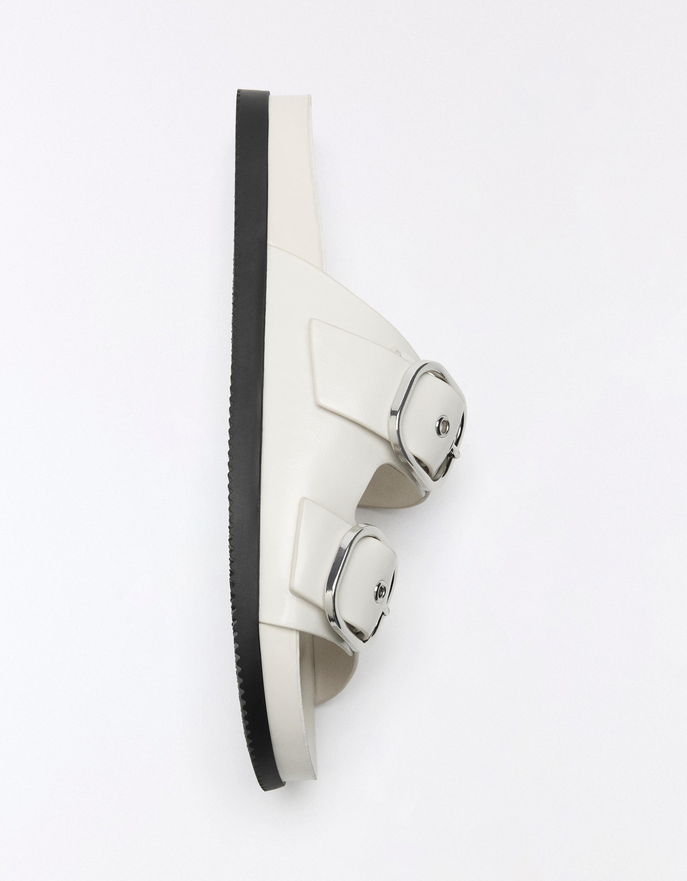 Buckled flat sandals — ECRU