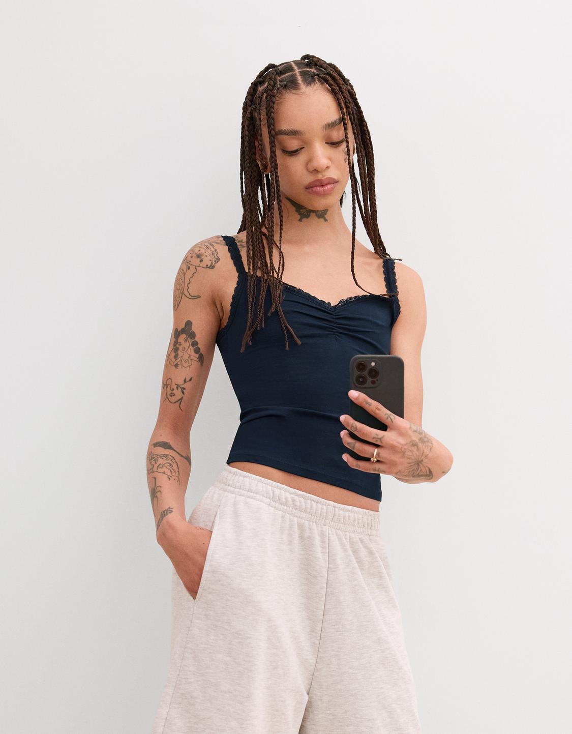 Lace top with straps