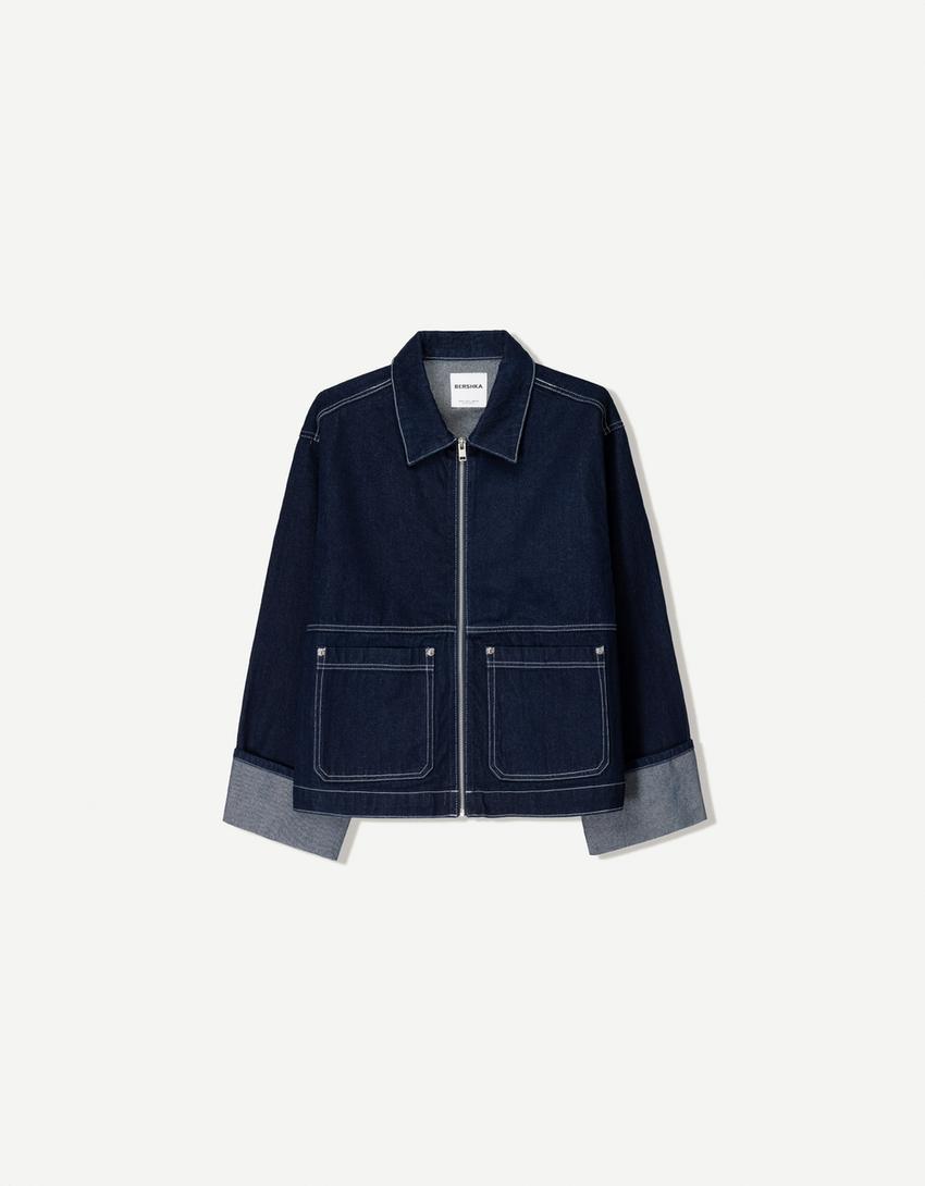 Jacket and jeans set-Dark blue-3