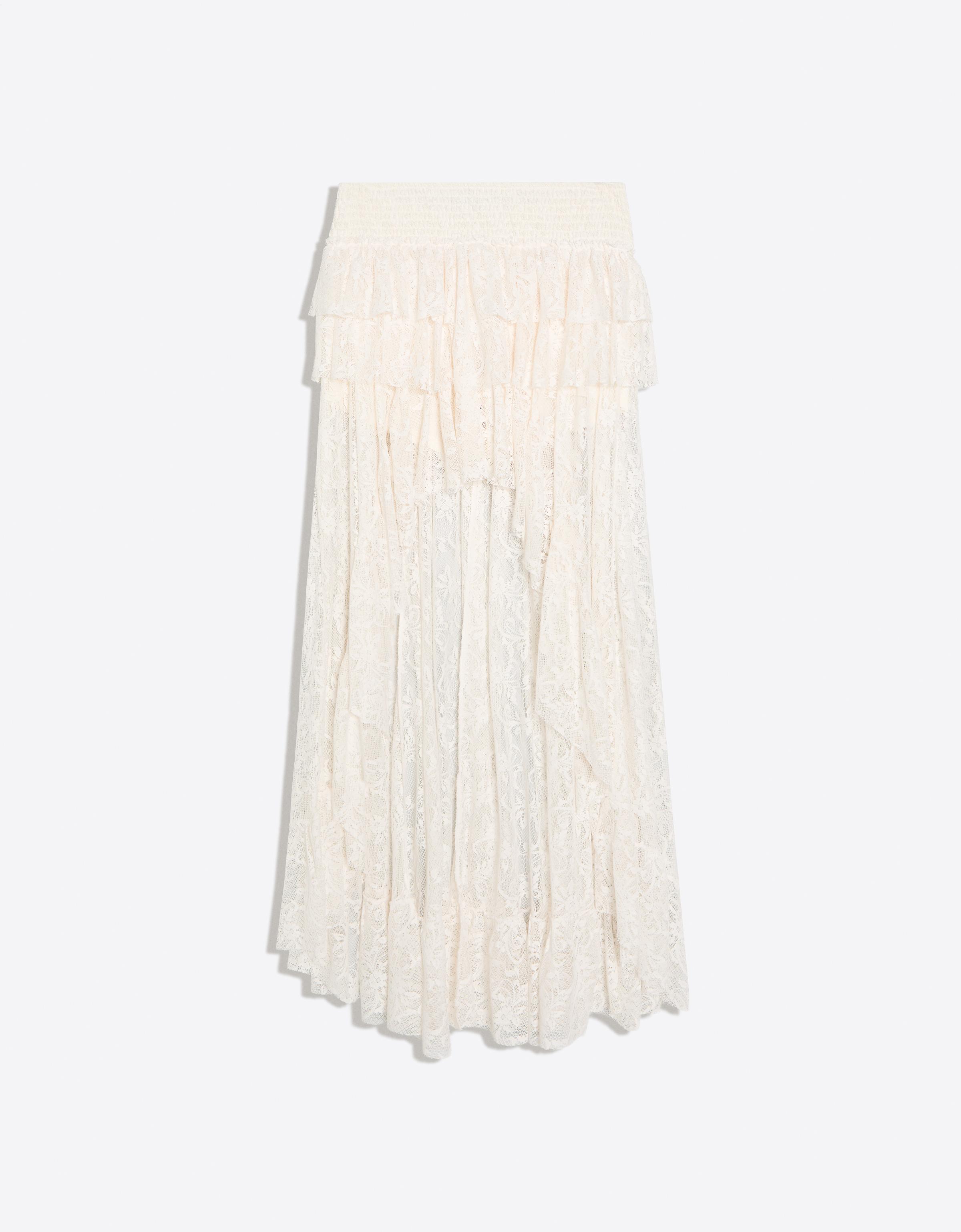 Asymmetric lace midi skirt — Off white
