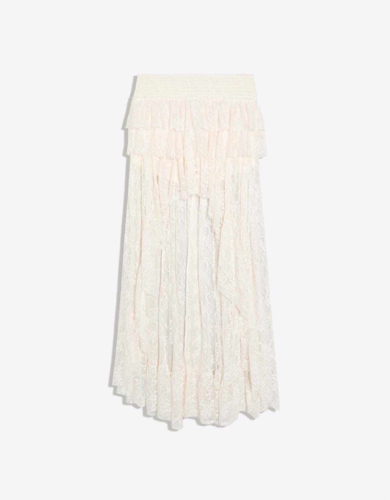 Asymmetric lace midi skirt — Off white