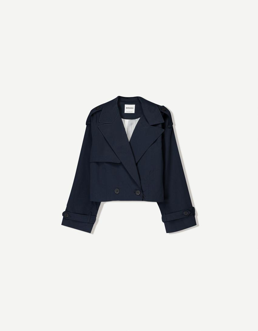 Korte trenchcoat-Marineblau