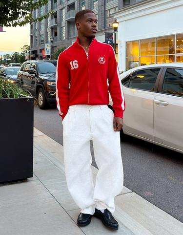 Embroidered zip-up jacket — Red 1