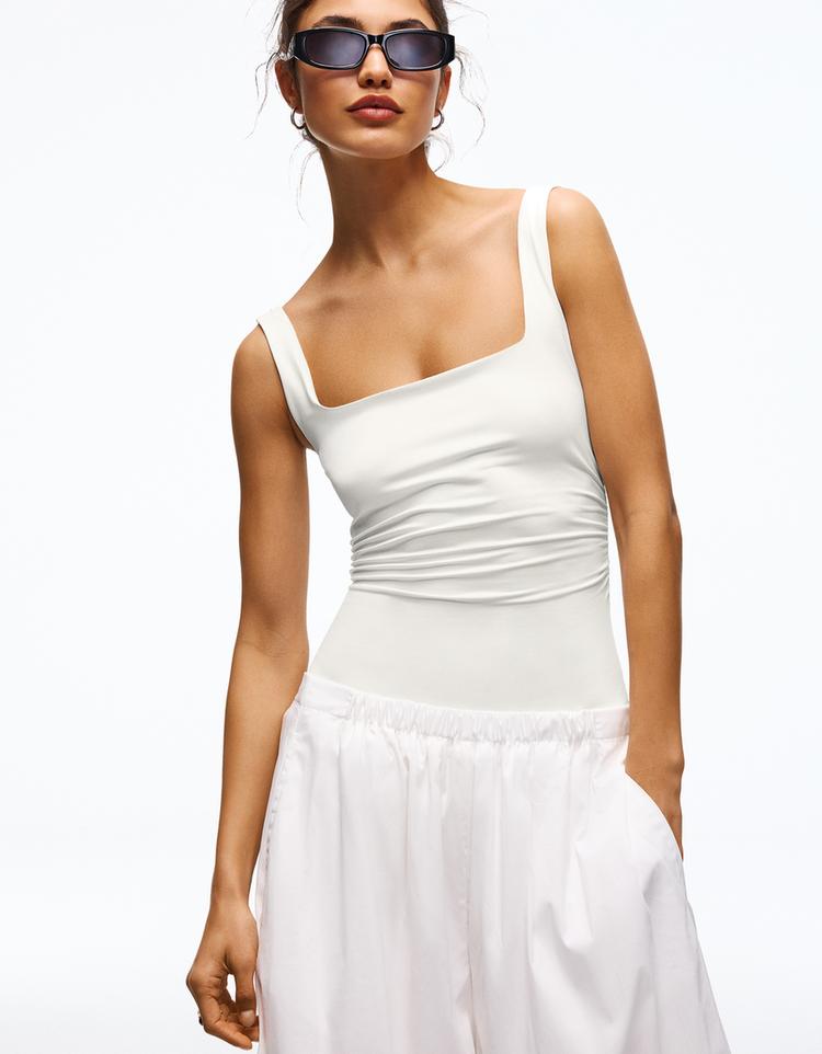 Kare yaka askılı body