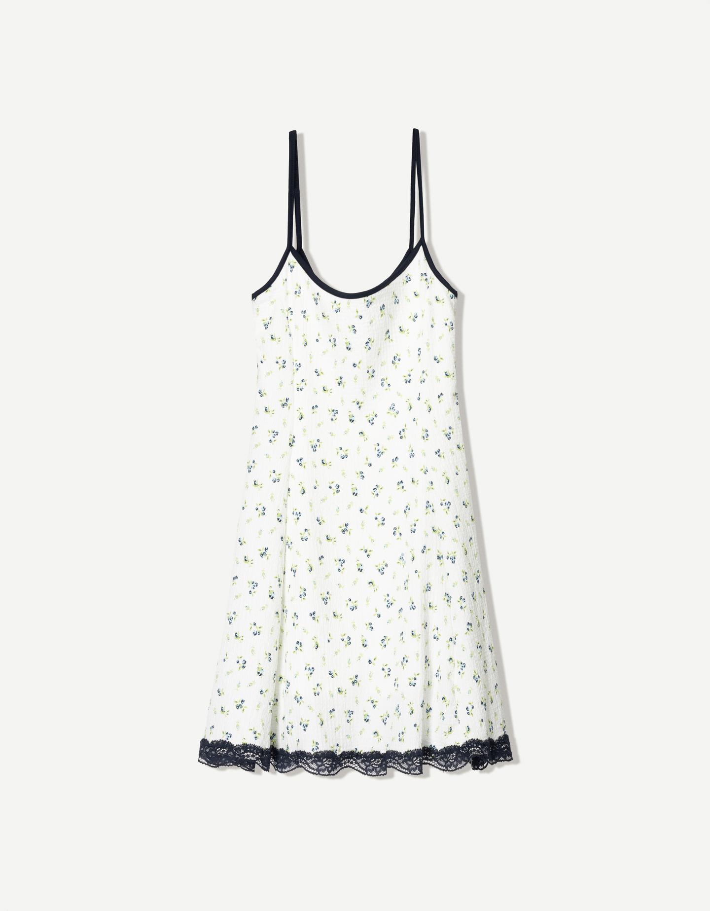 Bershka Mono Corto Con Tirantes Mujer L Azul