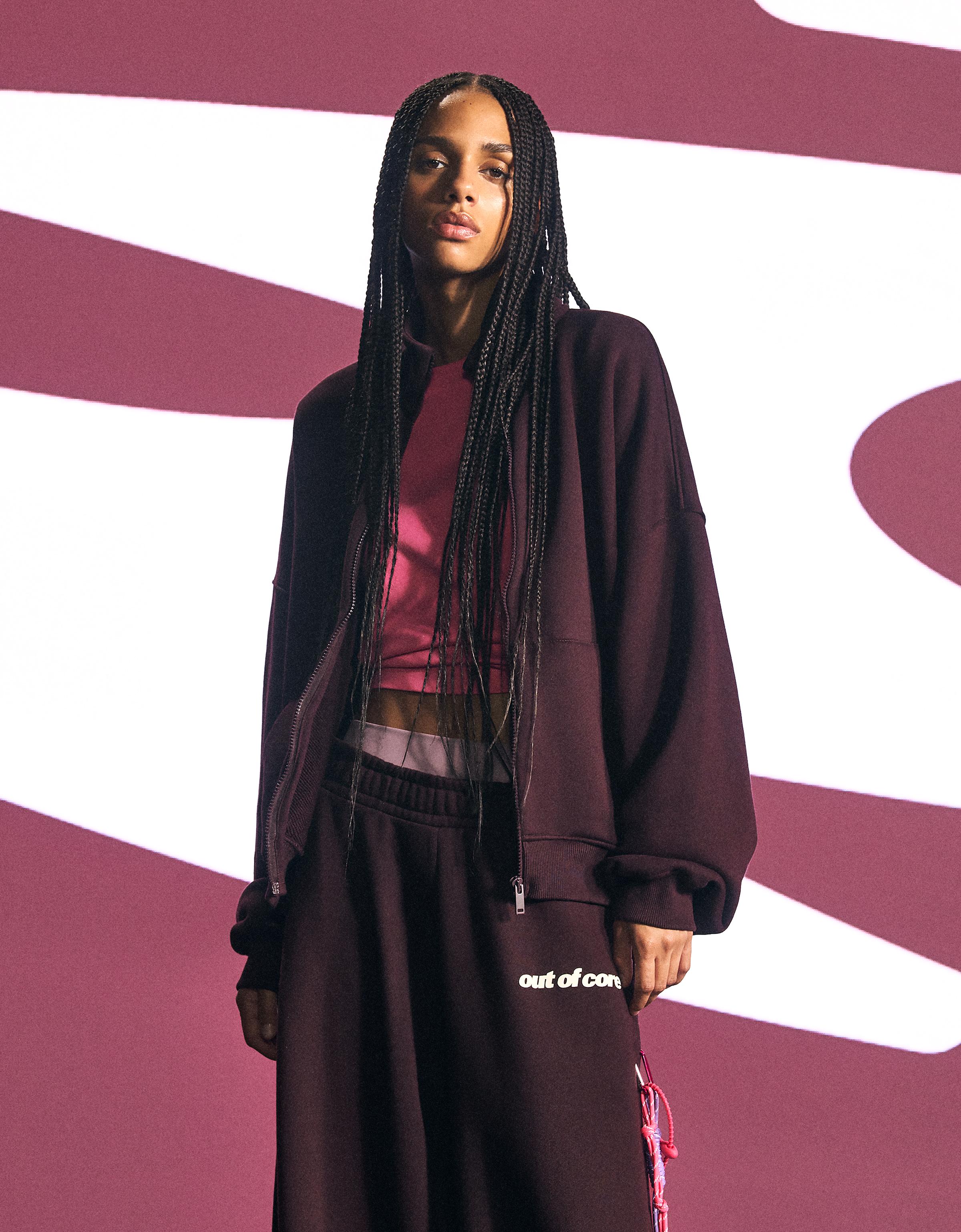 Bershka Sweatshirt Mit Reißverschluss, Nicht Zum Kern Gehörend Damen Xs-S Bordeaux