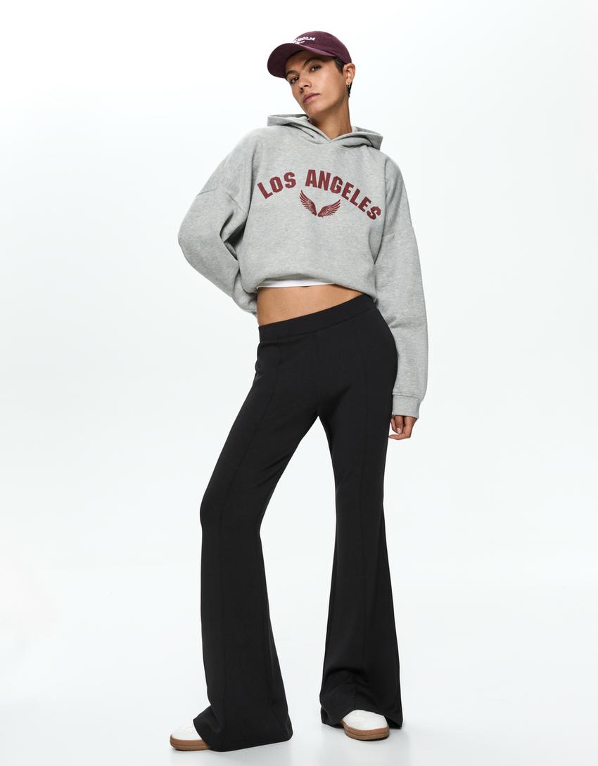 Pantalon flare doux en modal-Noir-0