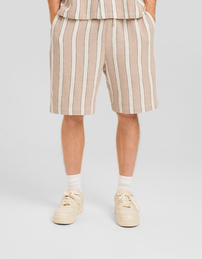 Bermuda rústica rayas-Camel-1