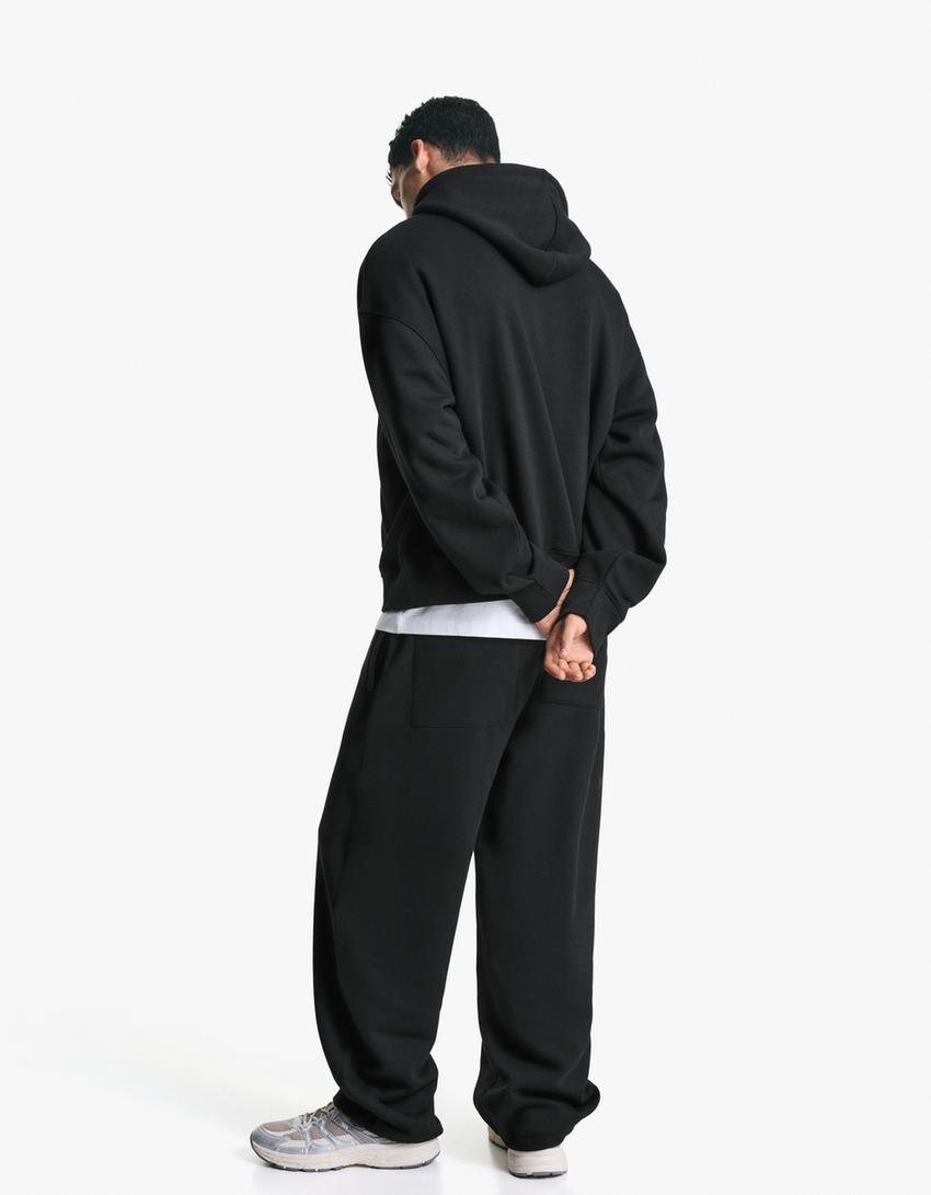 Kapuzen-Sweatshirt mit Reißverschluss-Schwarz