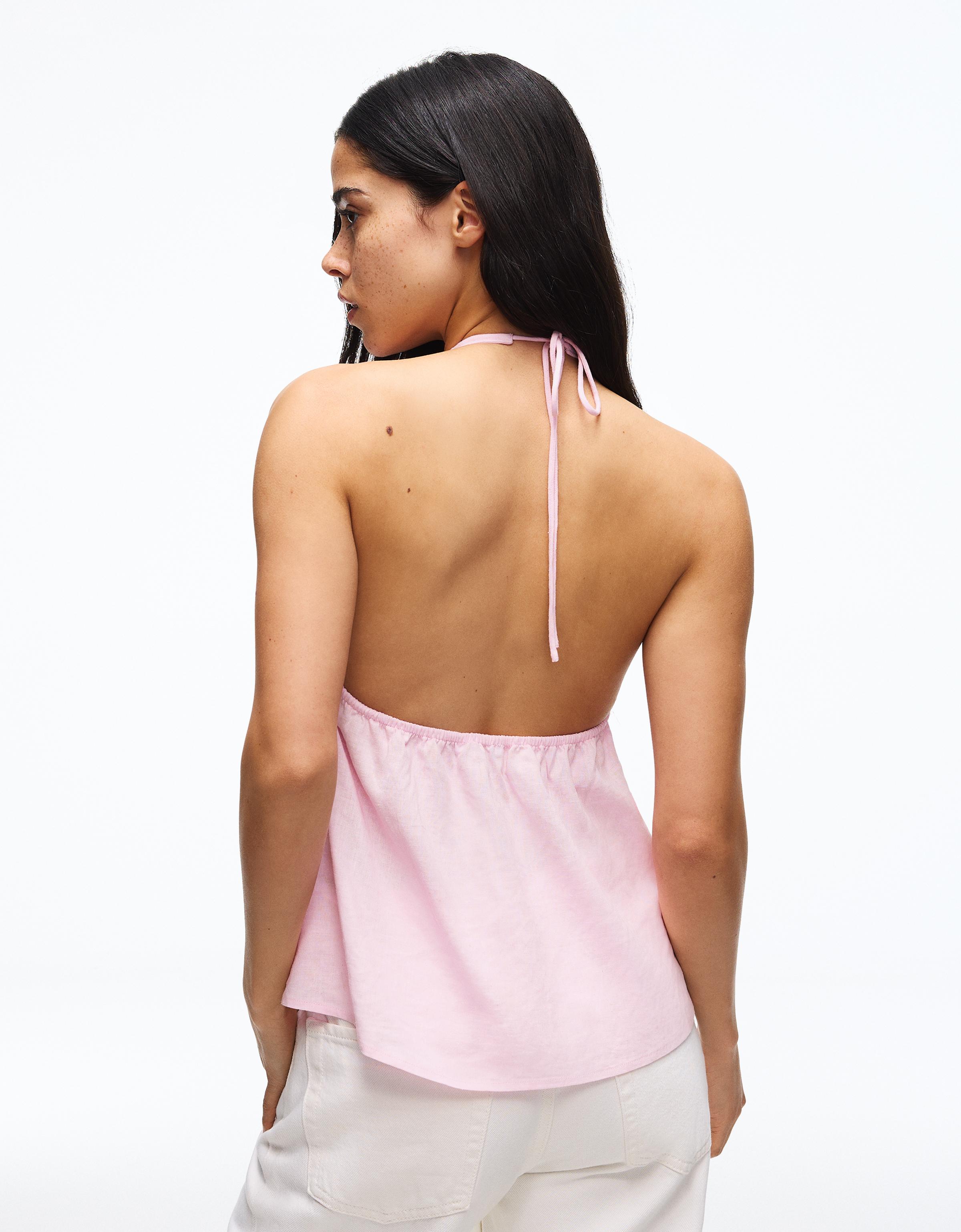 Linen halter top — Pink