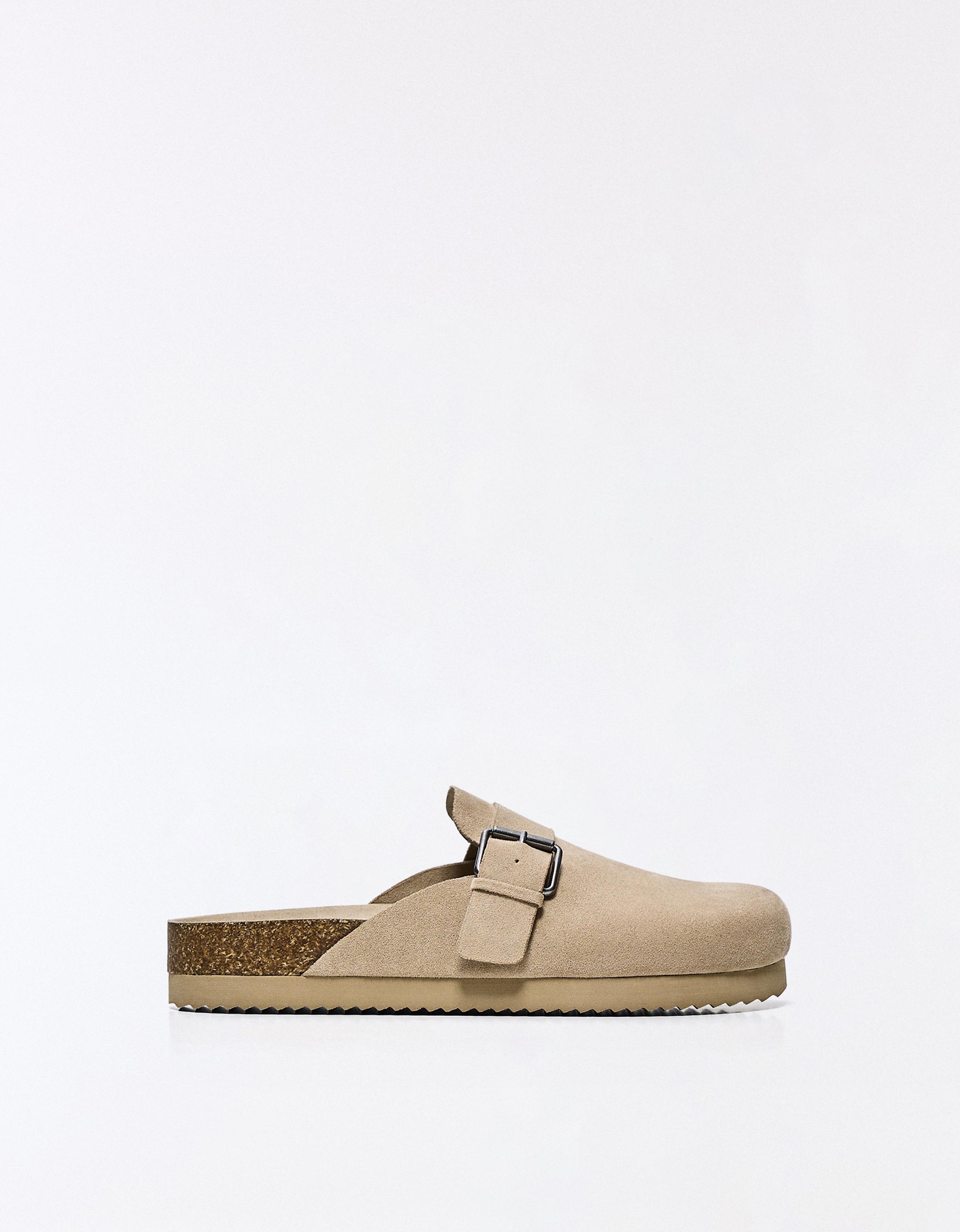 Clogs with buckle detail — TAUPE