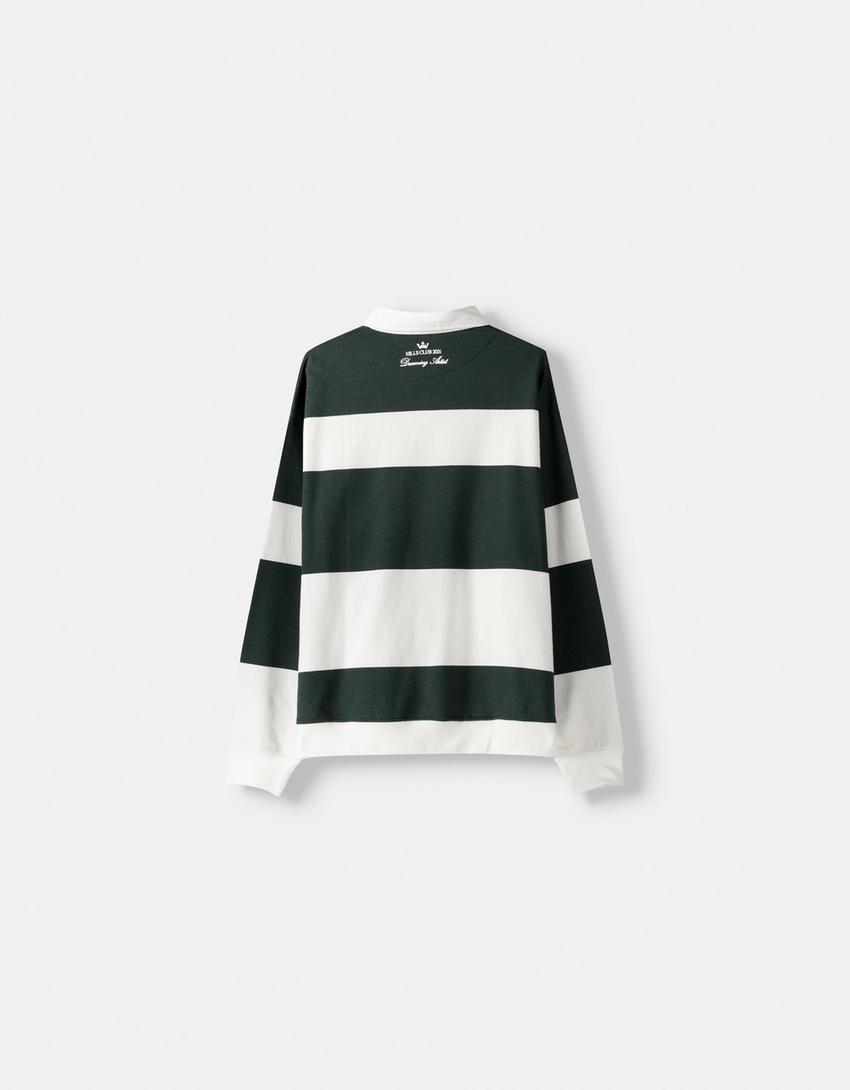 Sweat manches longues col polo-Vert-6