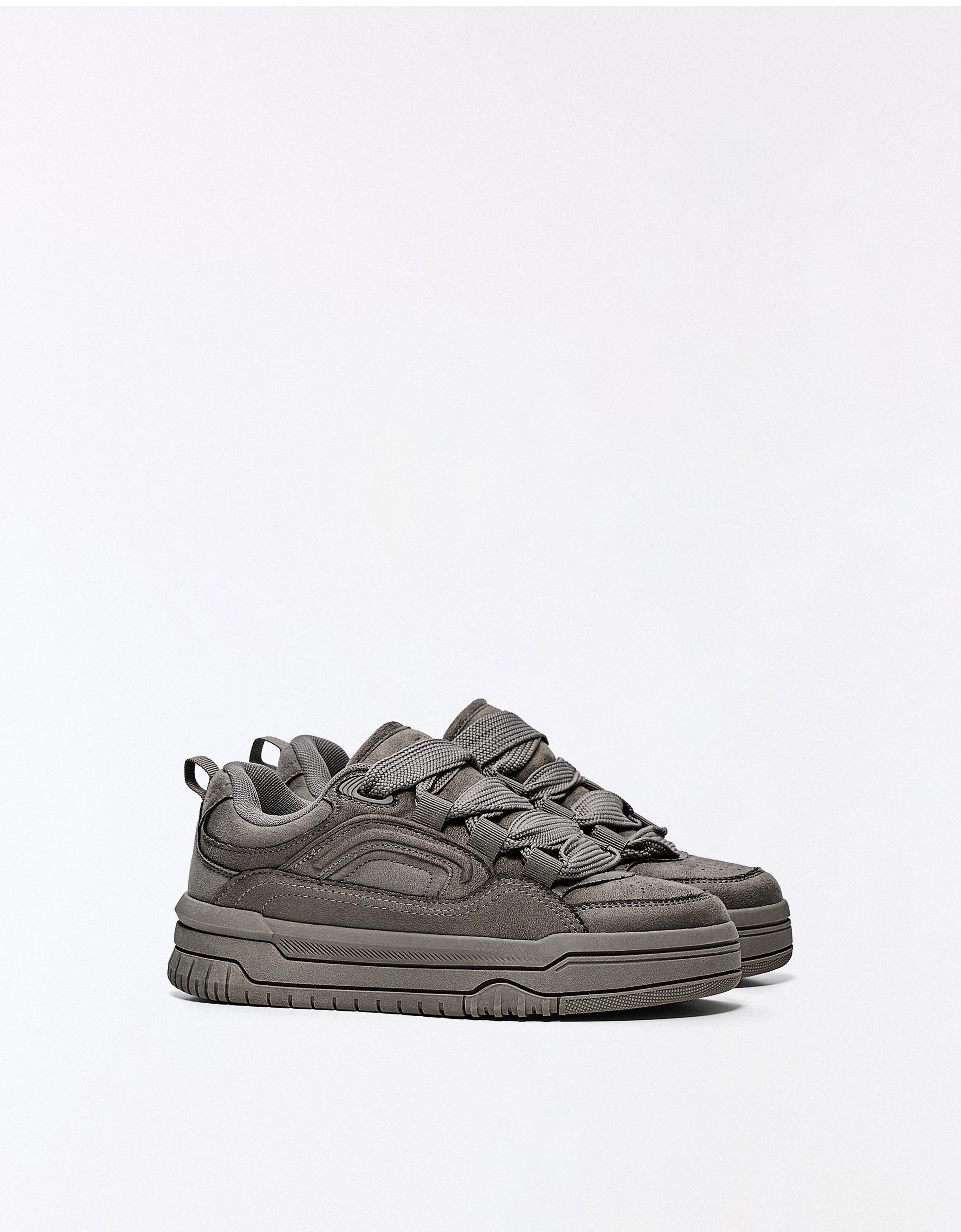 Bershka Zapatillas Skate Volumen Mujer Gris