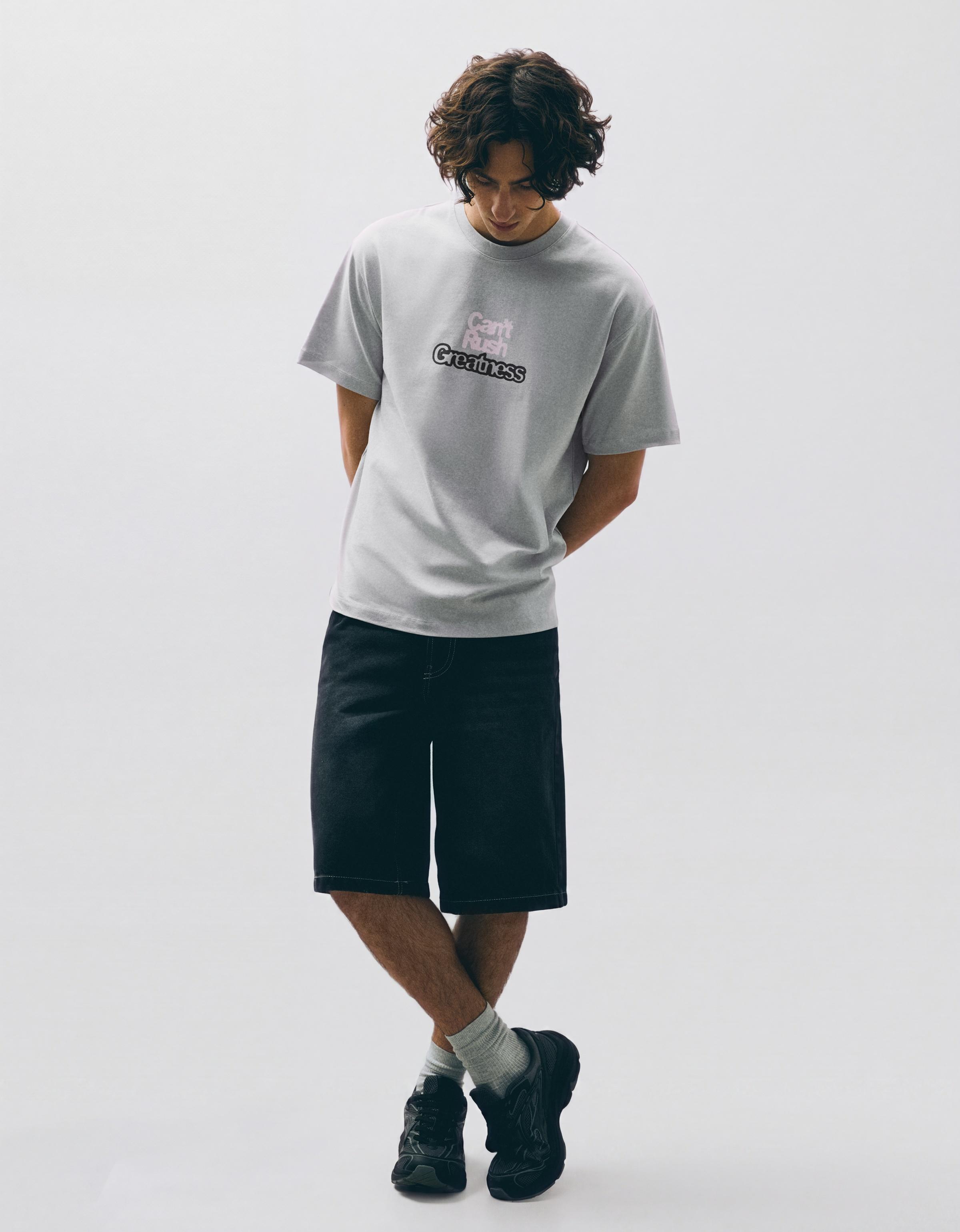 Boxy print T-shirt — Grey