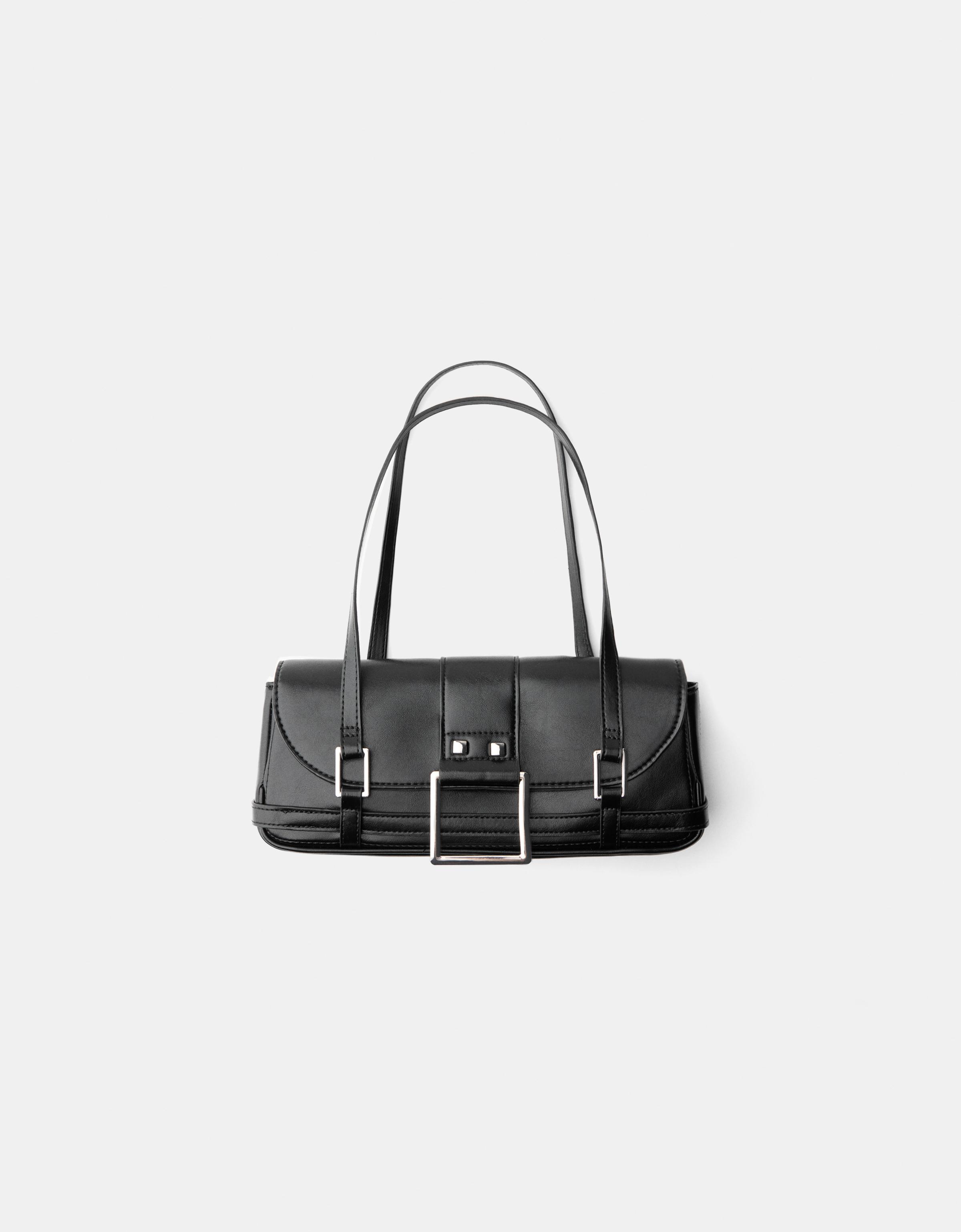 Bershka Schultertasche Mit Schnalle Damen Schwarz