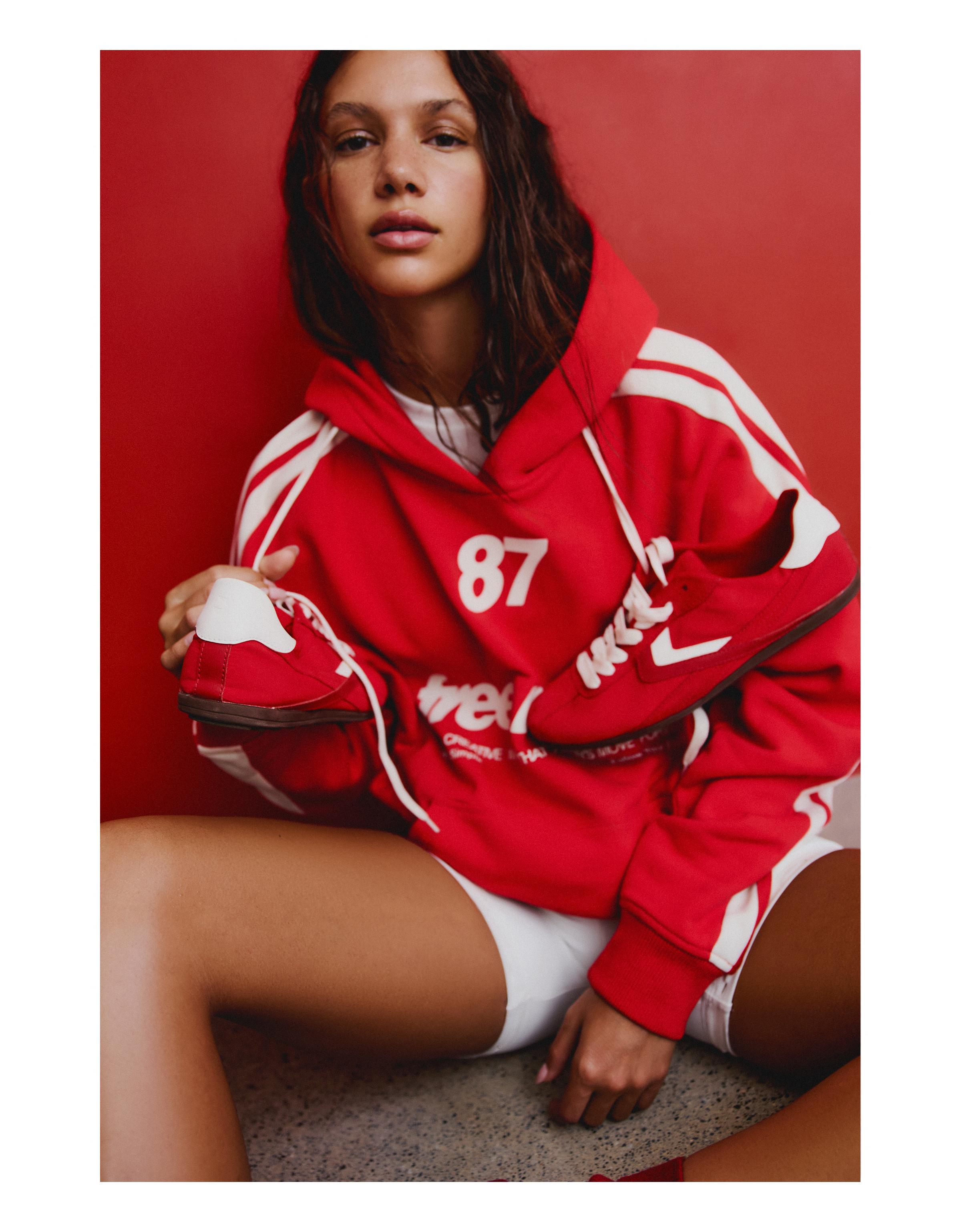 Printed hoodie — Red