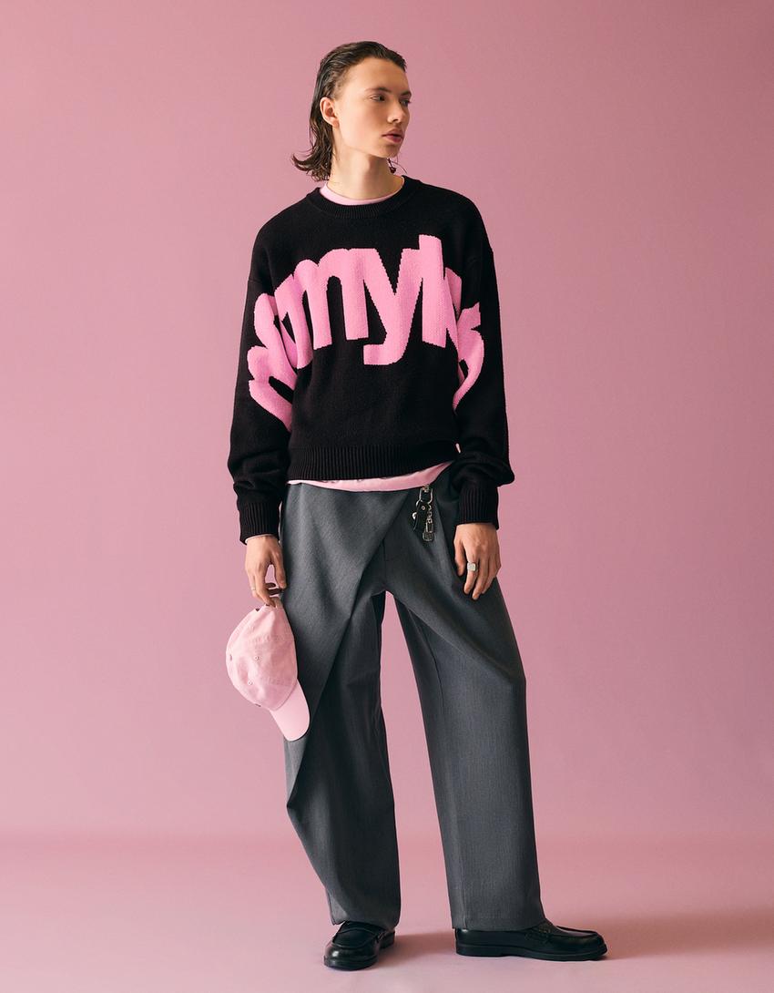 Chenille print jumper-Black