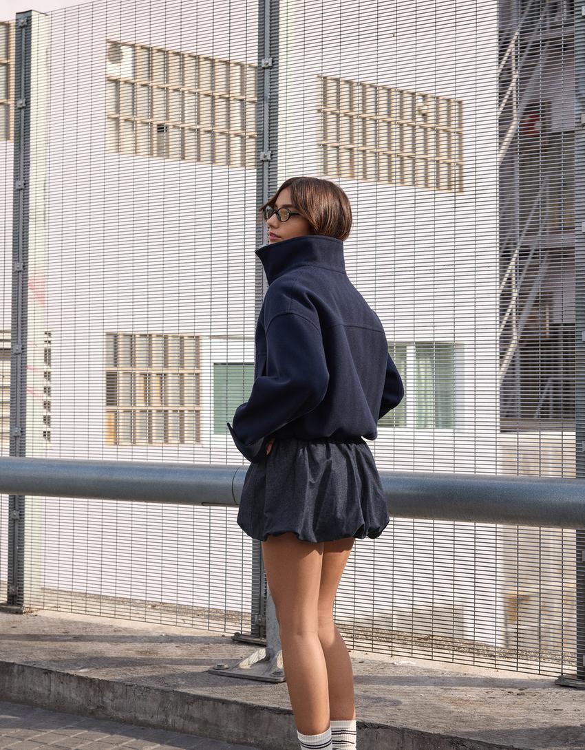 Mini-jupe ballon en jean-Marine