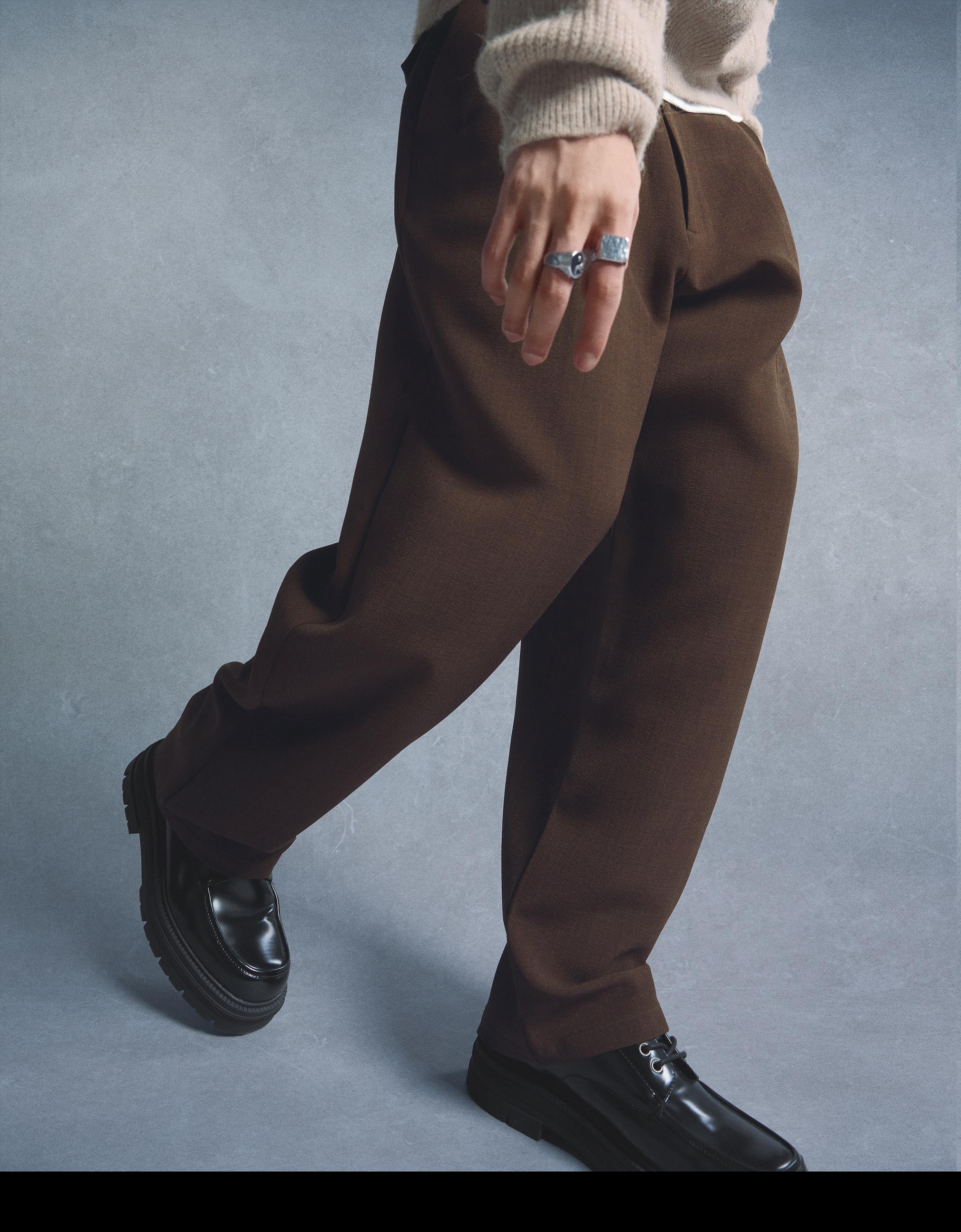 Super baggy tailored trousers — Brown