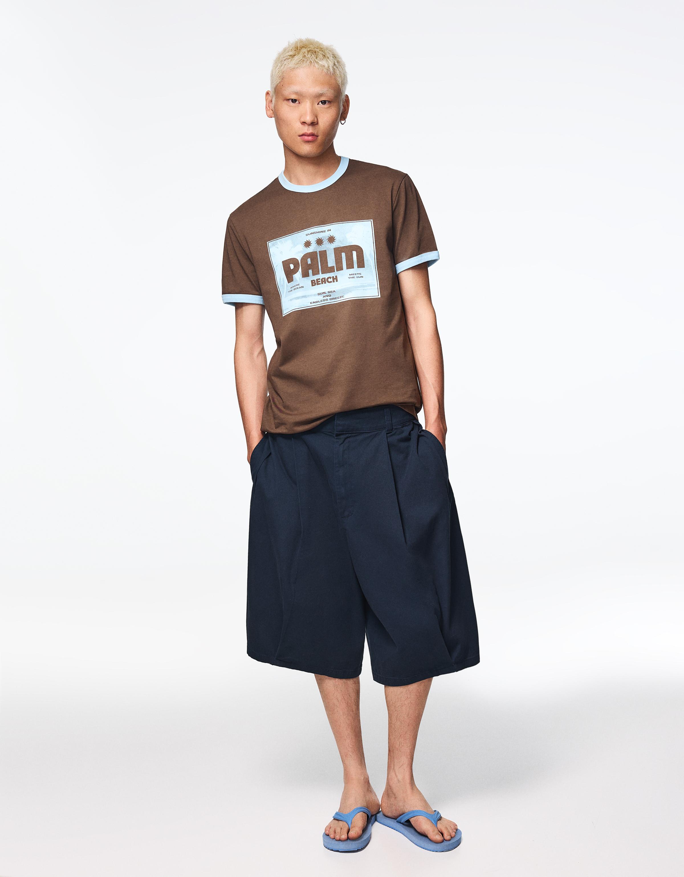 Short sleeve print T-shirt — Brown