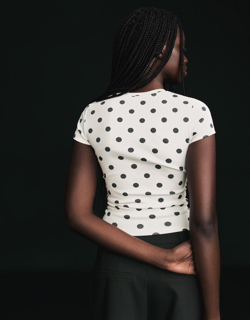 Majica kratkih rukava sa okruglim izrezom-Bela