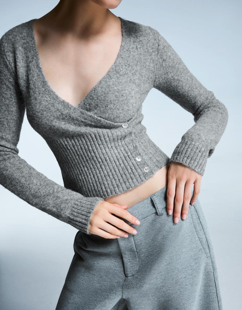 Buttoned cardigan-Grey