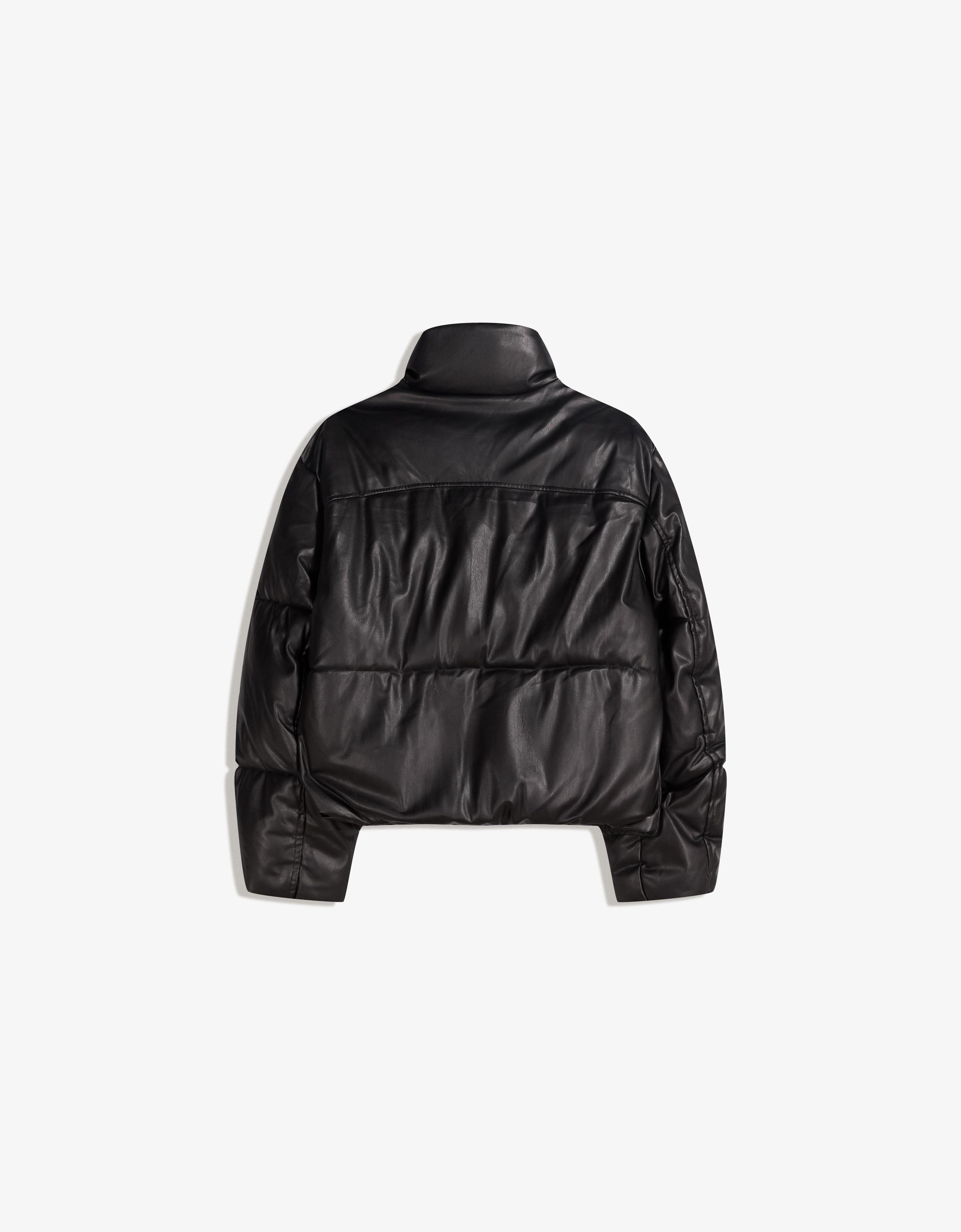 Leather effect puffer jacket