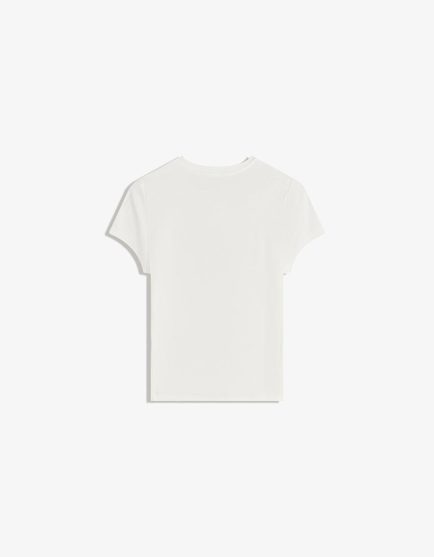 Camiseta manga corta tachas-Blanco roto