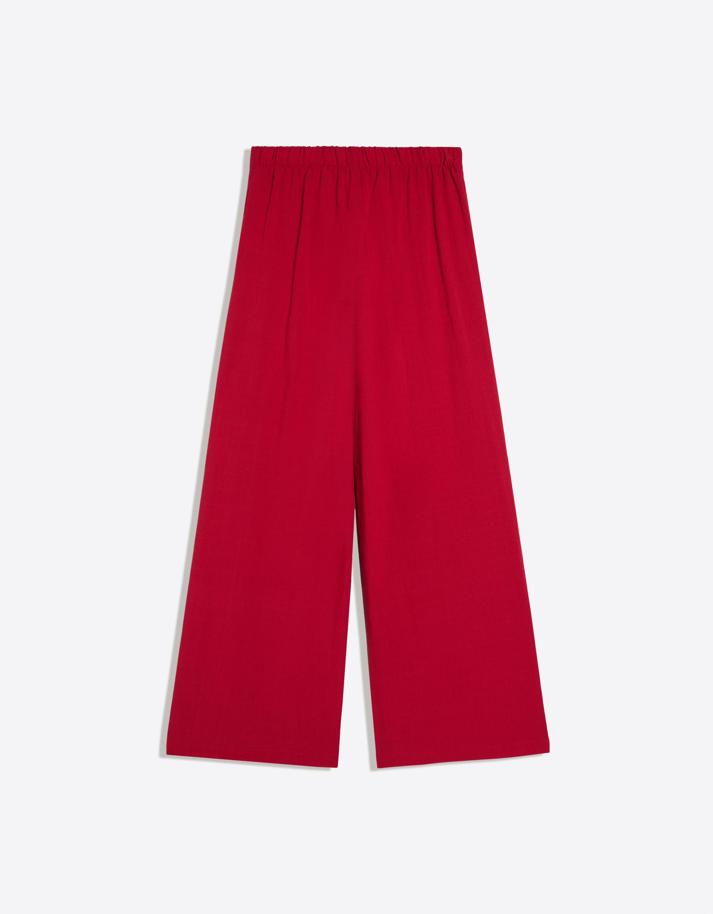 Rustic wide-leg pleated trousers — Red
