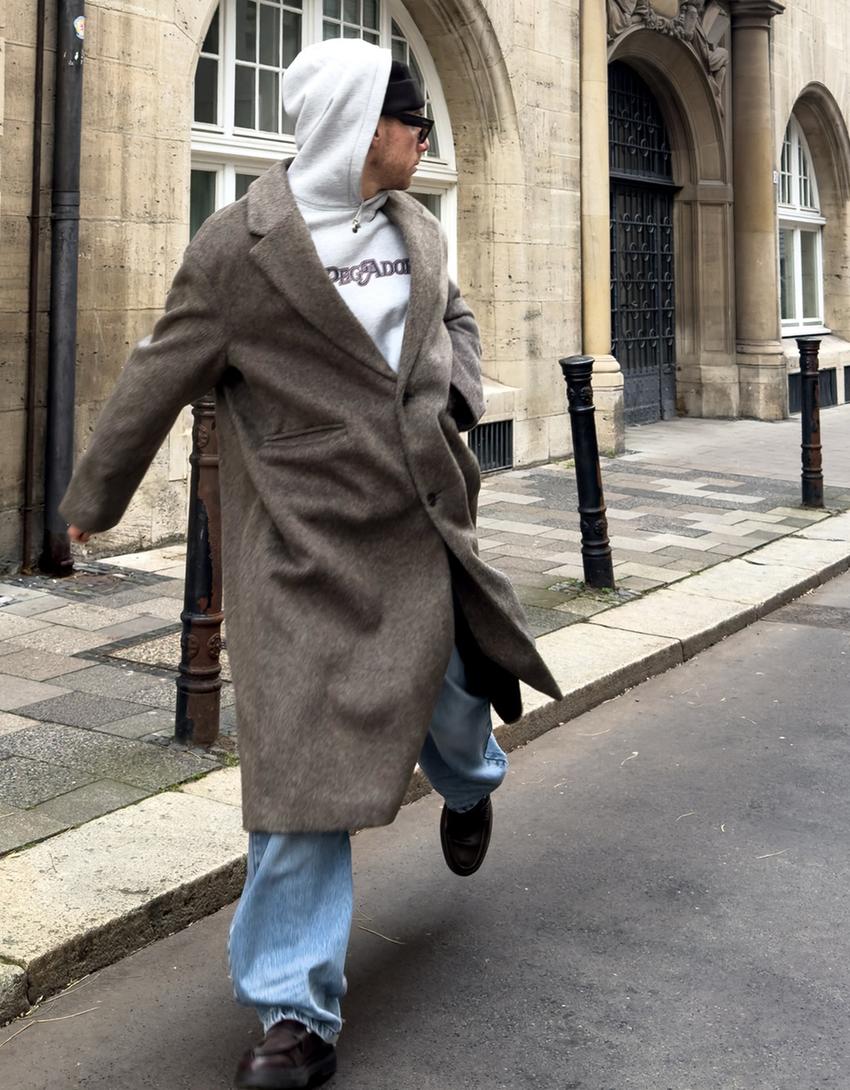 Mantel mit gebürsteter Optik-Grau