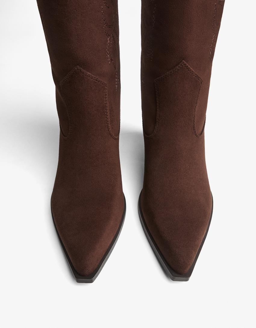 Bota tacón cowboy-Marrón