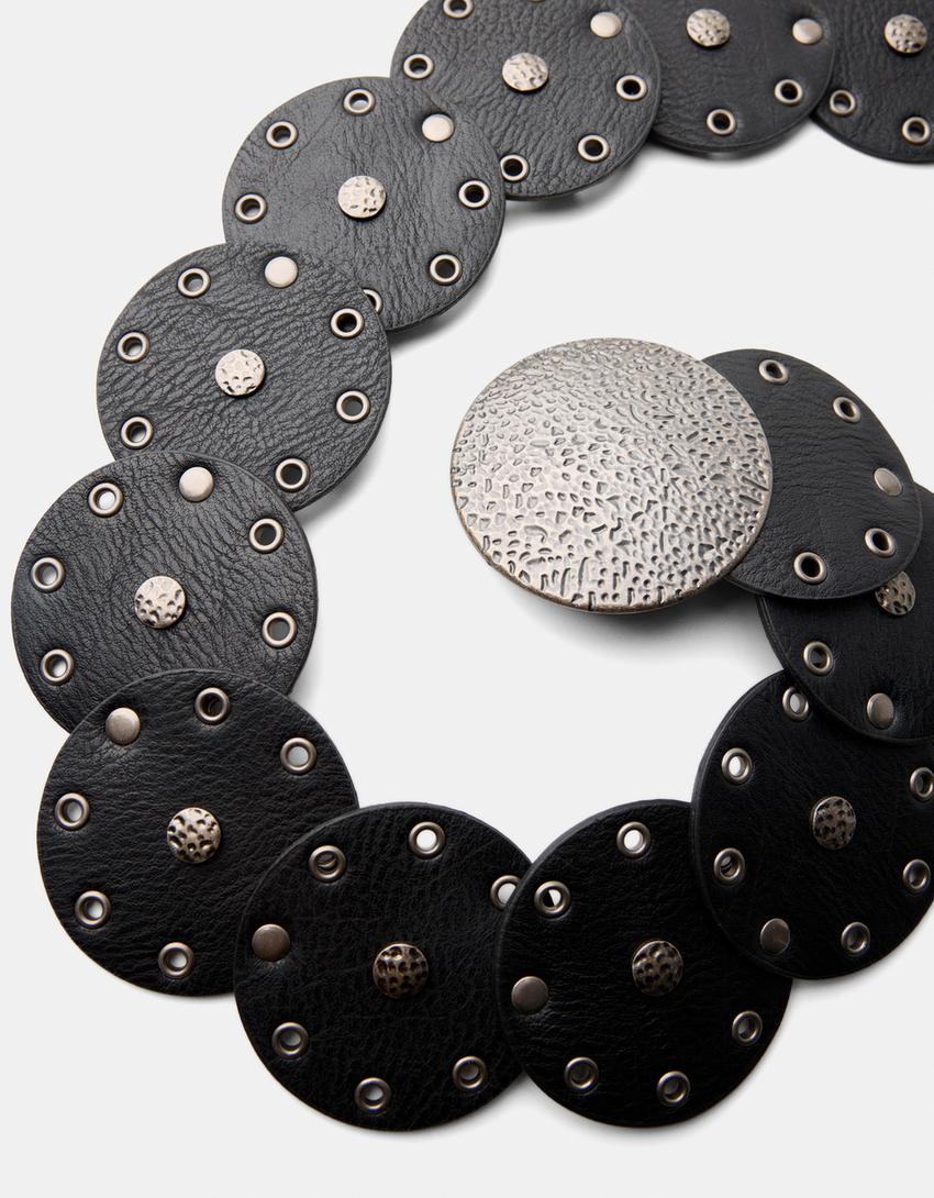 Riem met studs-Zwart