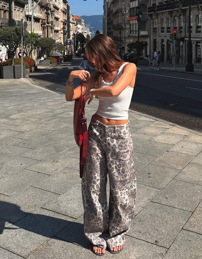 Barrel-Hose mit Animalprint-Kombiniert