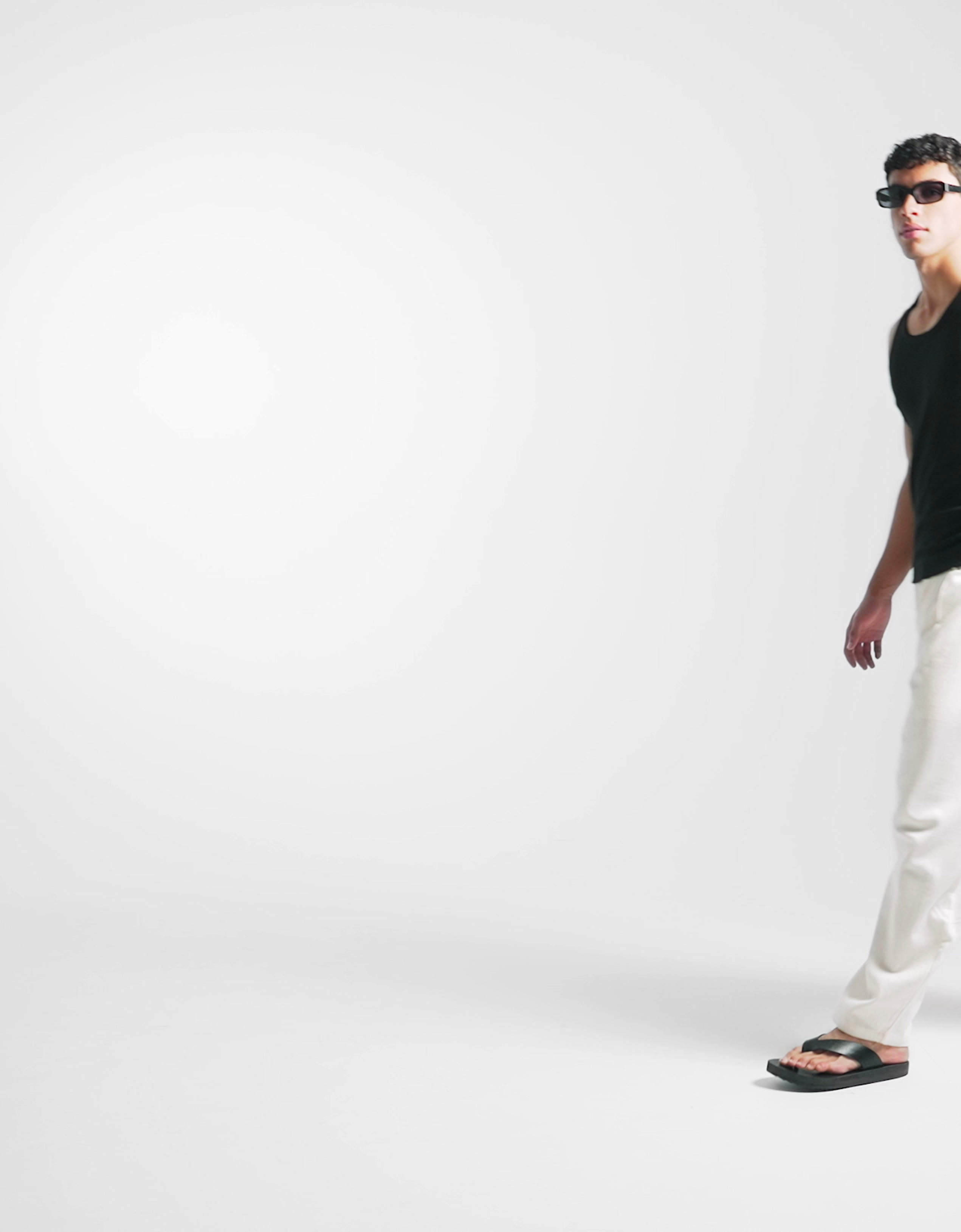 Linen blend tailored baggy pants