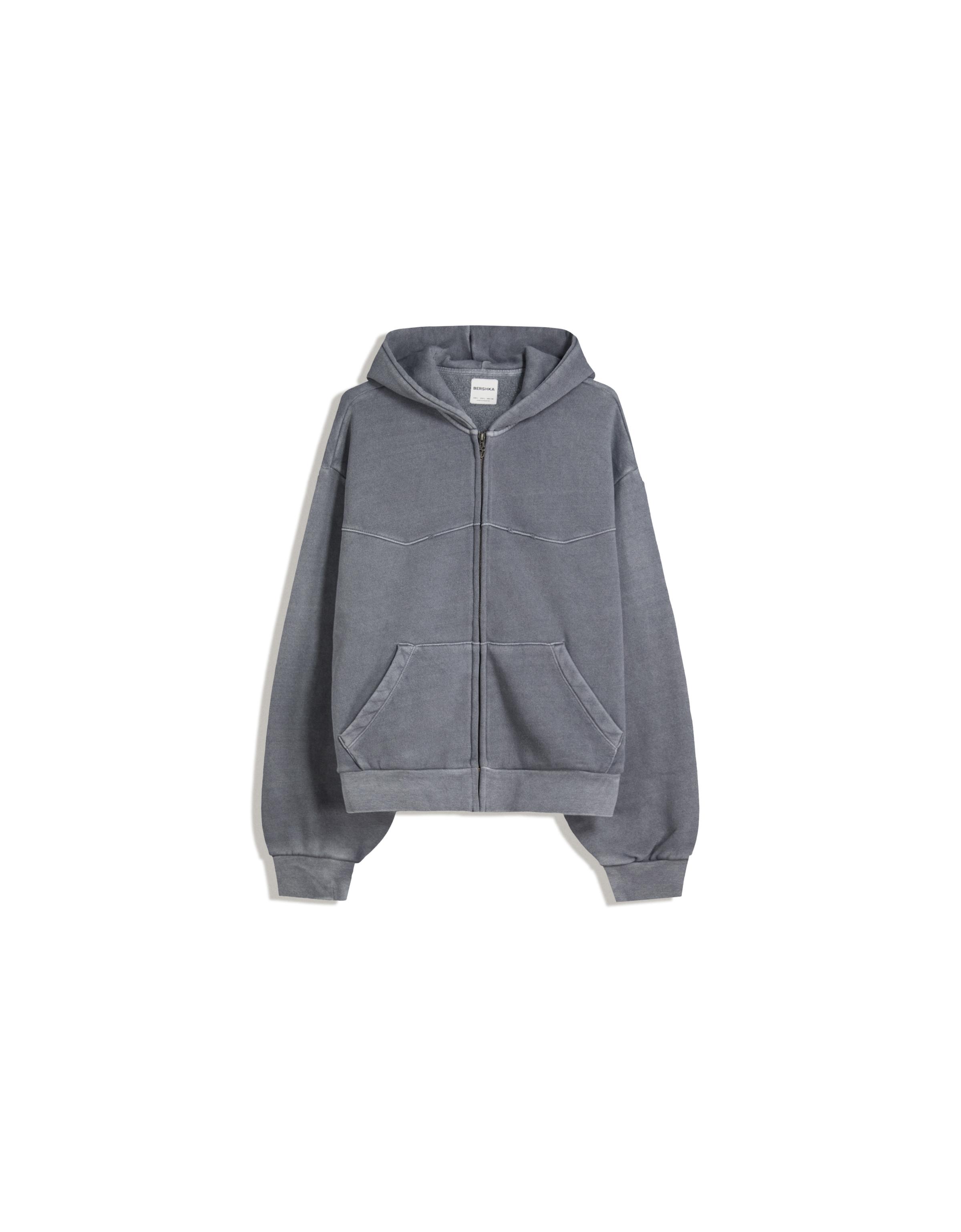 Boxy crop zip-up sweatshirt — Grey