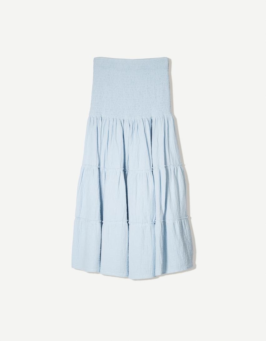 Ensemble chemise et jupe rustique-Bleu clair-4