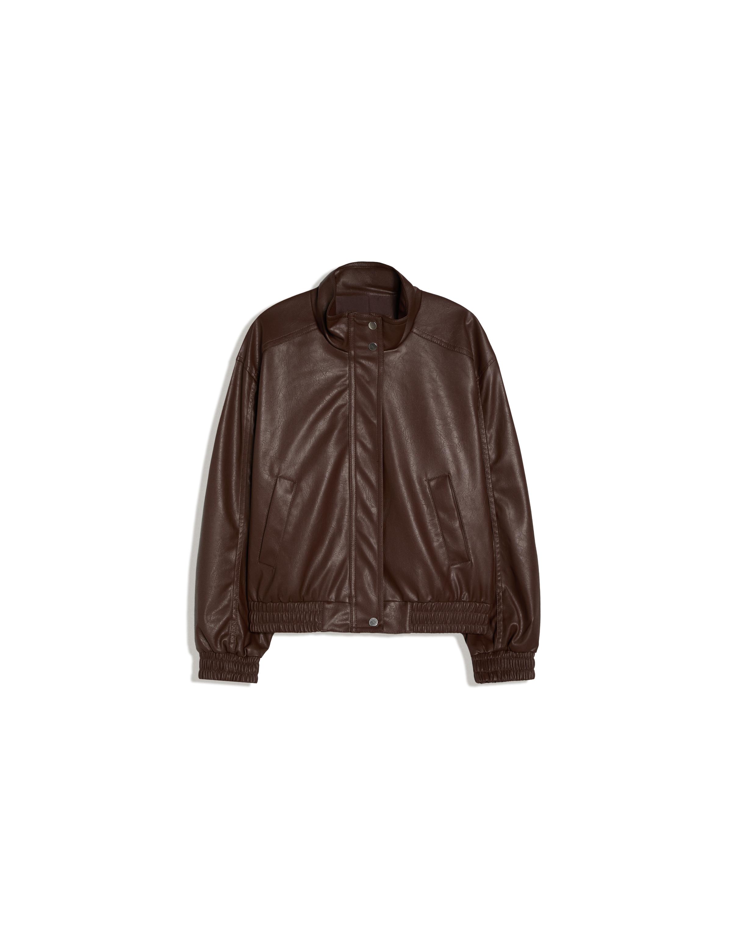 Leather effect jacket — Brown