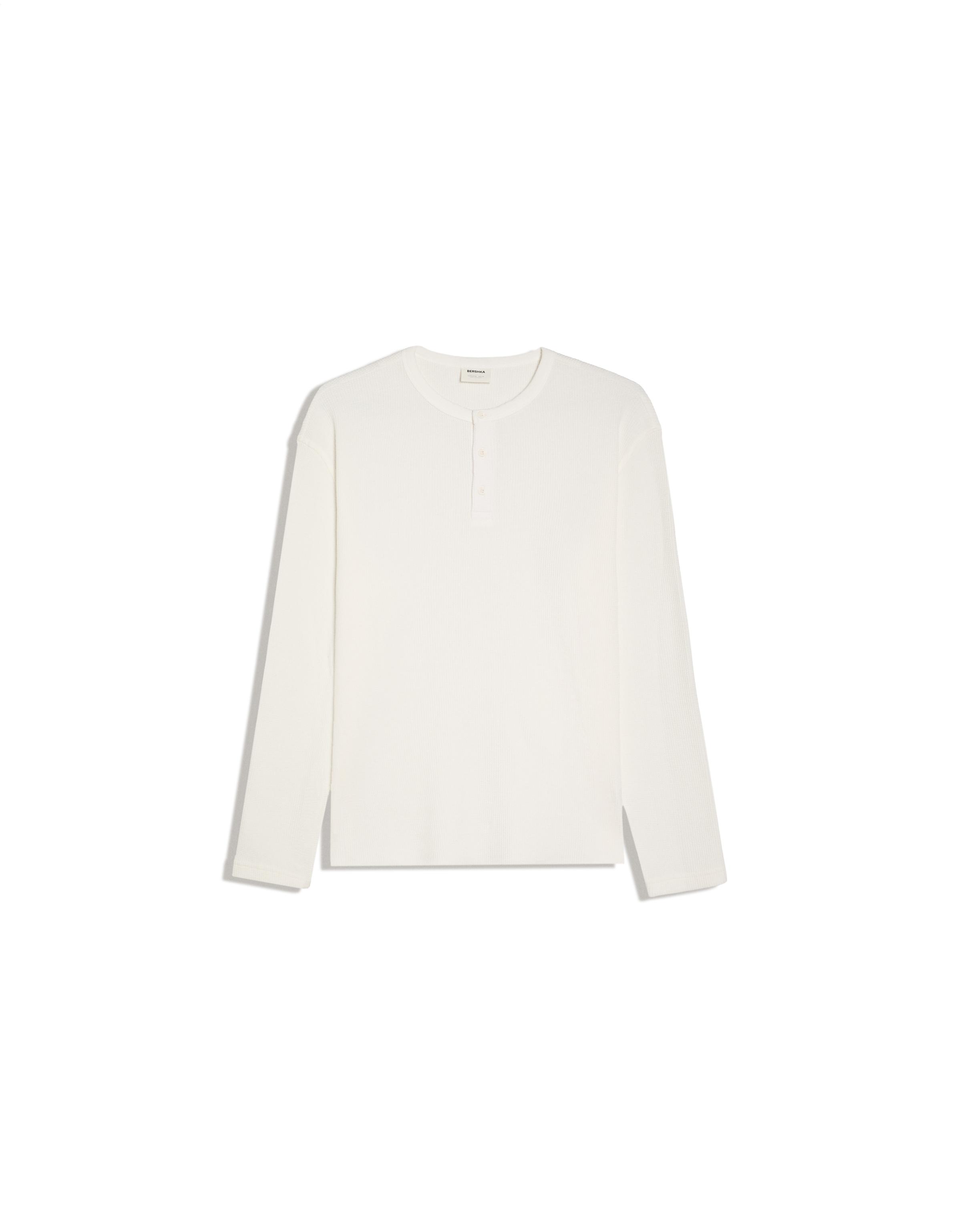 Slim fit long sleeve henley T-shirt — White (alternate view)