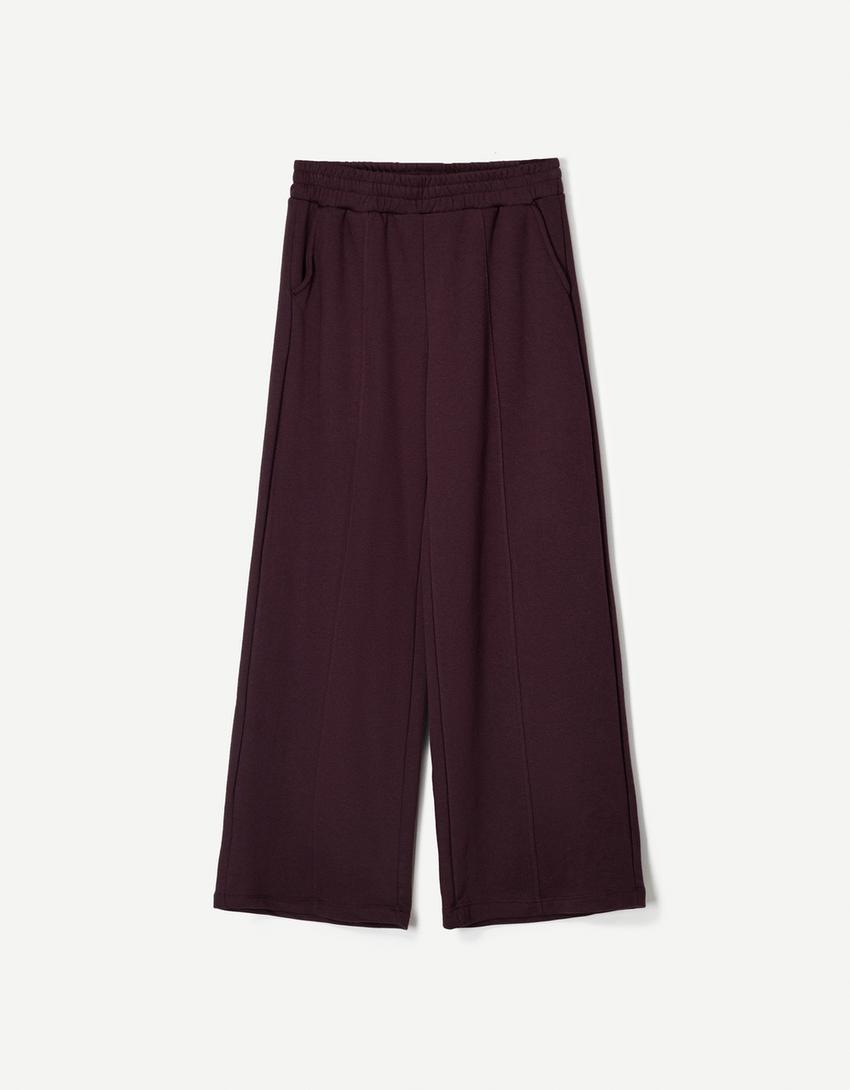 Pantaloni felpa wide leg-Viola-3