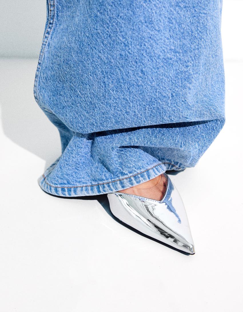 خف فينيل ممعدن بكعب صغير-فضي-2