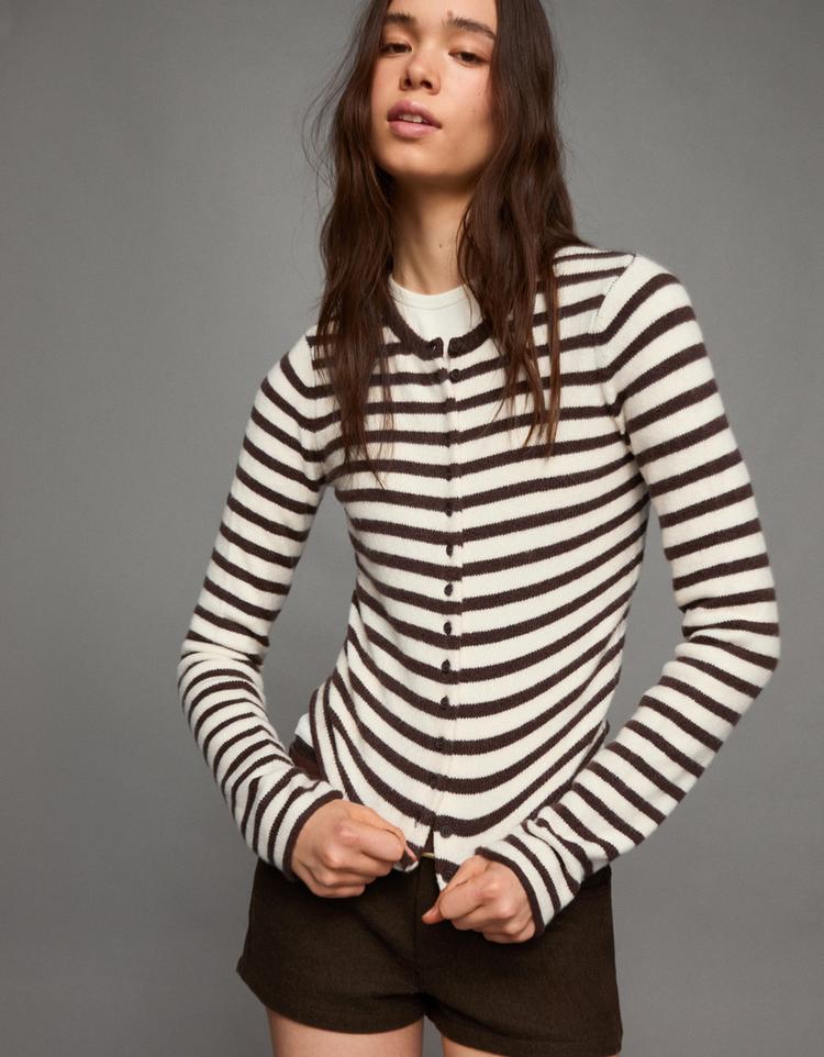 Striped knit cardigan